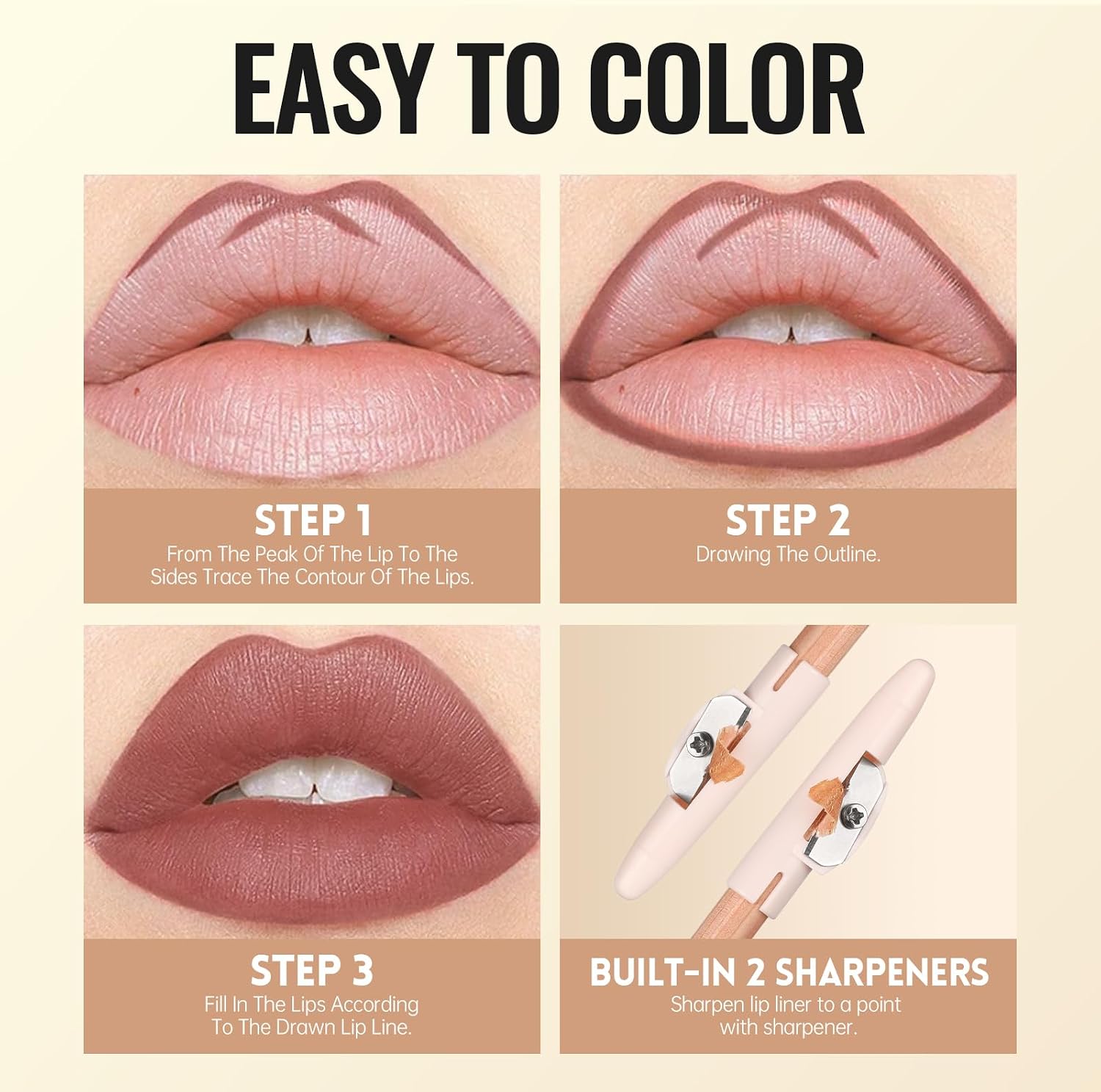 Pudaier Conjunto de delineador labial fosco para mulheres, maquiagem labial de longa duração, kit de delineador labial suave com 6 cores, lápis delineador labial à prova d'água para definir e - Imagem 6