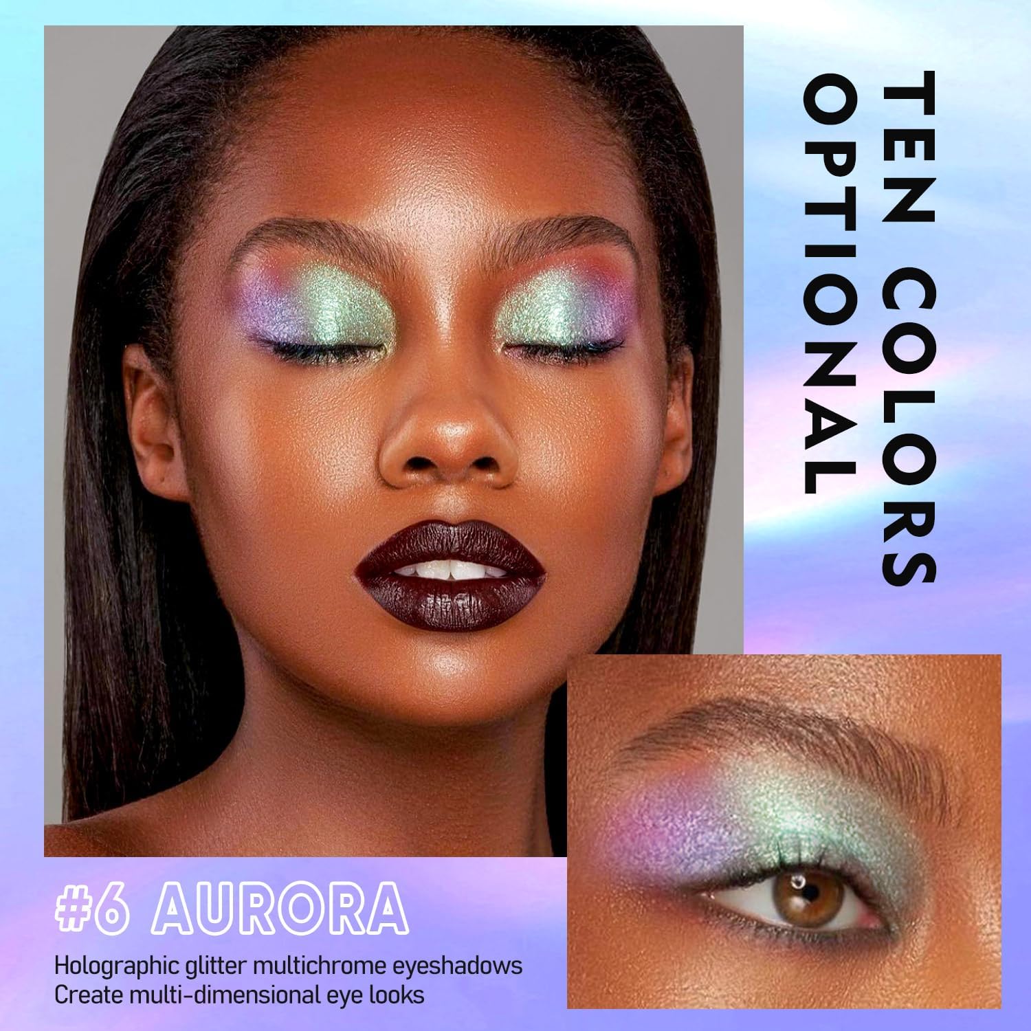MAKI YIKA Liquid Glitter Eyeshadow, 3 Colors Chameleon Eyeshadow Color Shifting, Multichrome Eye Shadow High Pigmented, Long Lasting and Smudge Proof (#1+#3+#6) - Imagem 4