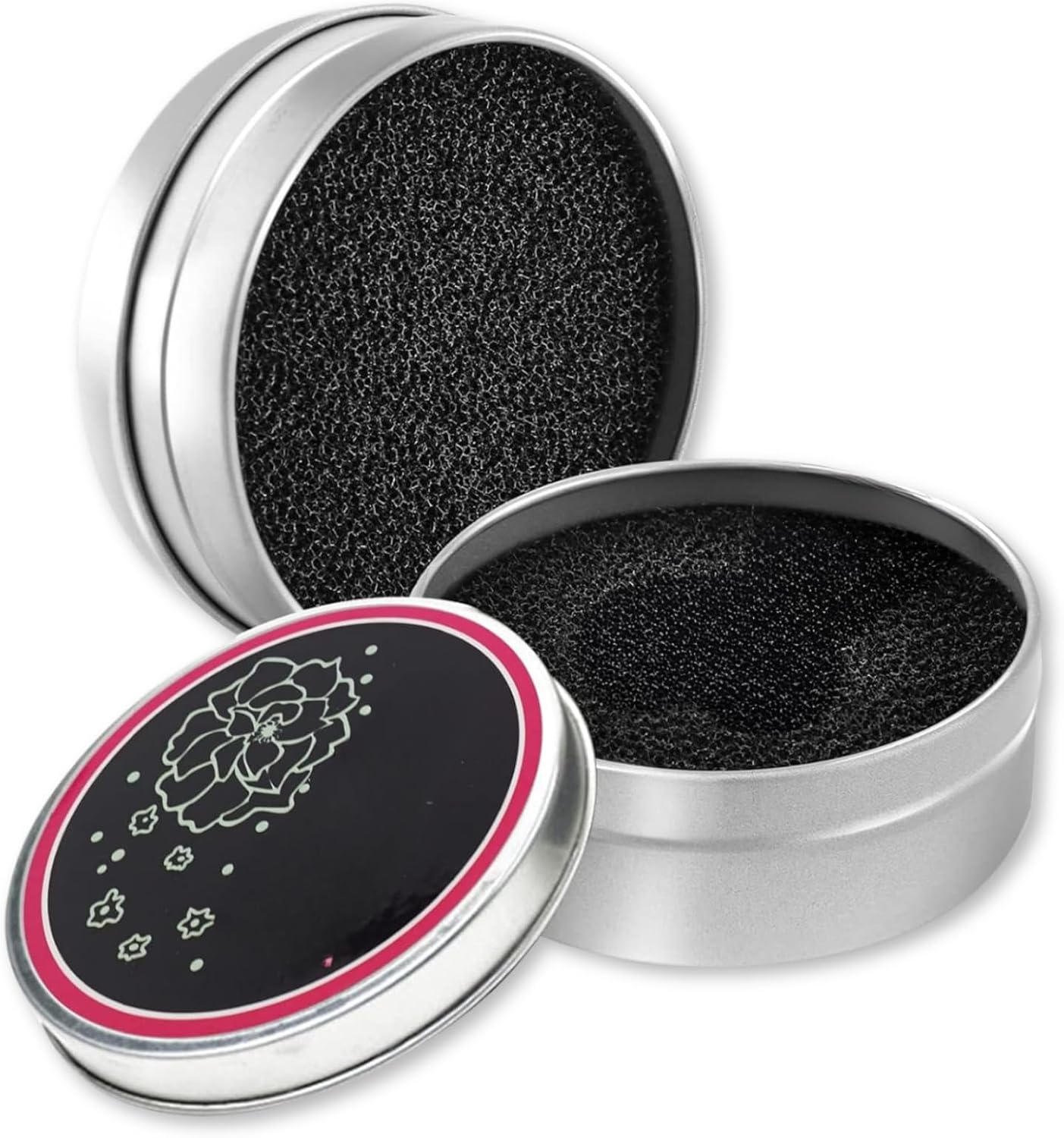 Kit 2 Esponjas de Limpeza a Seco para Pincéis de Maquiagem em Lata Metálica – Remove Cor Instantaneamente, Ideal para Sombra, Blush e Olhos, Portátil e Reutilizável