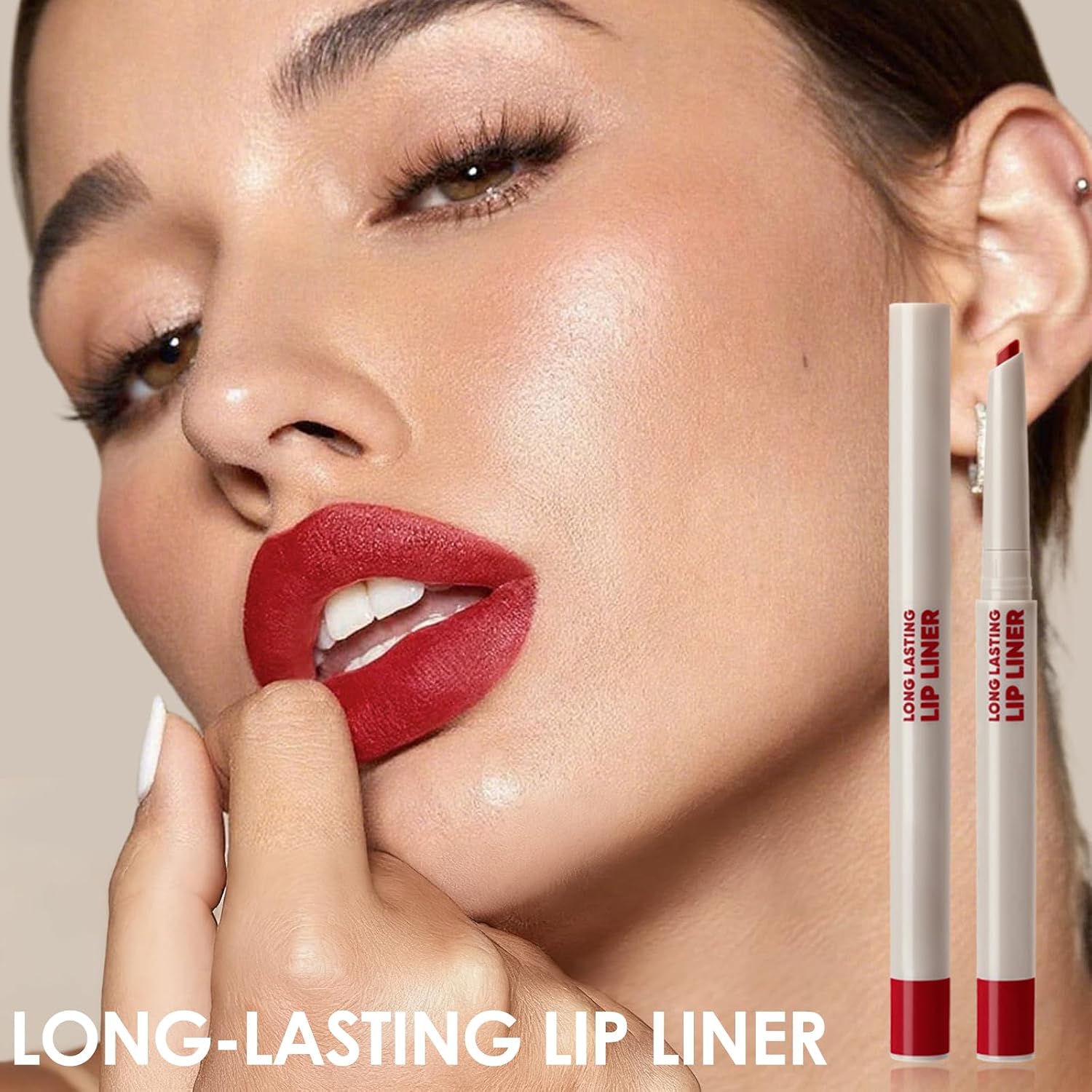 Erinde Lápis de batom de longa duração, lápis lipliner fosco 2 em 1 para esculpir e preencher, delineador labial cremoso à prova d'água de cor rica, maquiagem de contorno labial, vegano e sem - Imagem 7