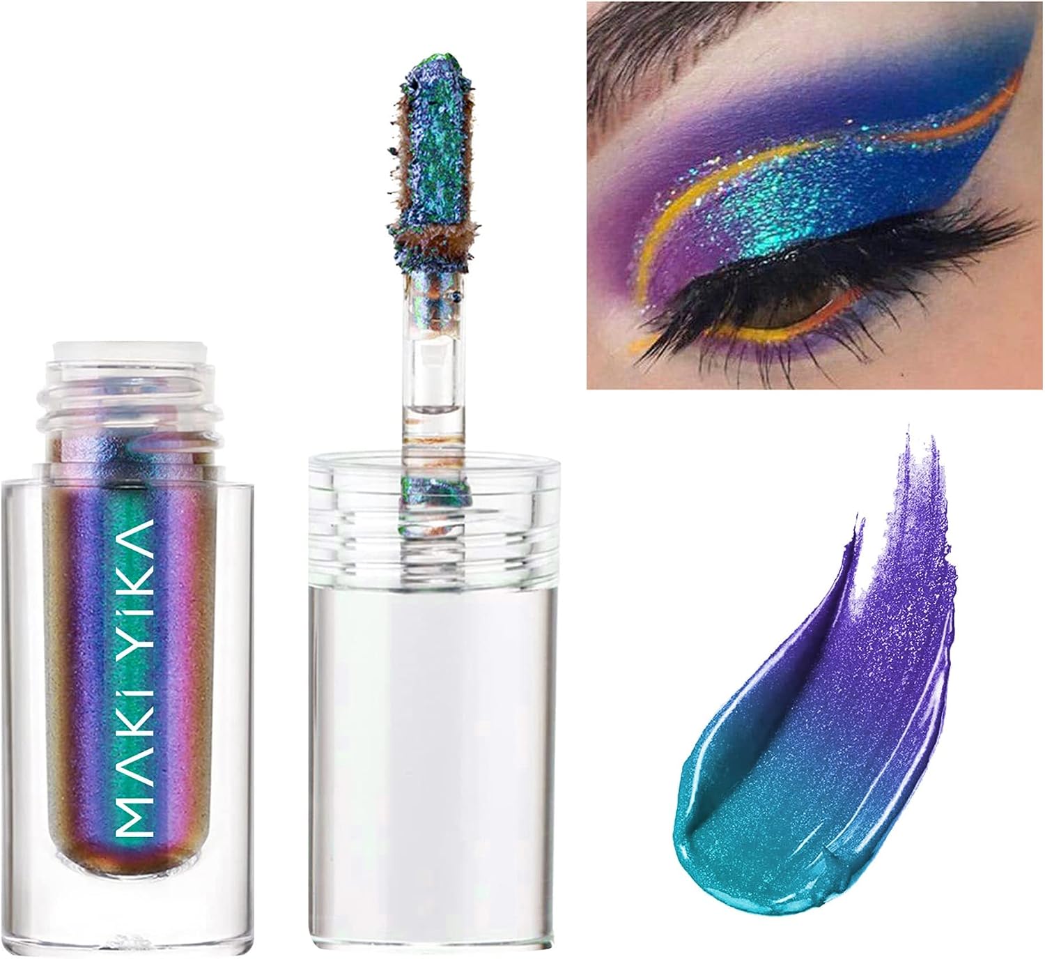 MAKI YIKA Liquid Eyeshadow, Chameleon Metallic Eyeshadow Color Shifting, Highly Pigmented, Long Lasting With No Creasing Multichrome Glitter Eye Looks (#3 Dawn)