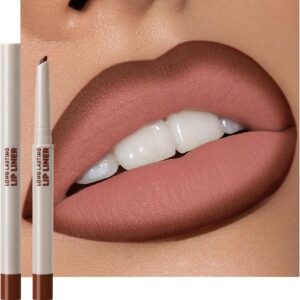 Erinde Lápis de batom de longa duração, lápis lipliner fosco 2 em 1 para esculpir e preencher, delineador labial cremoso à prova d'água de cor rica, maquiagem de contorno labial, vegano e sem