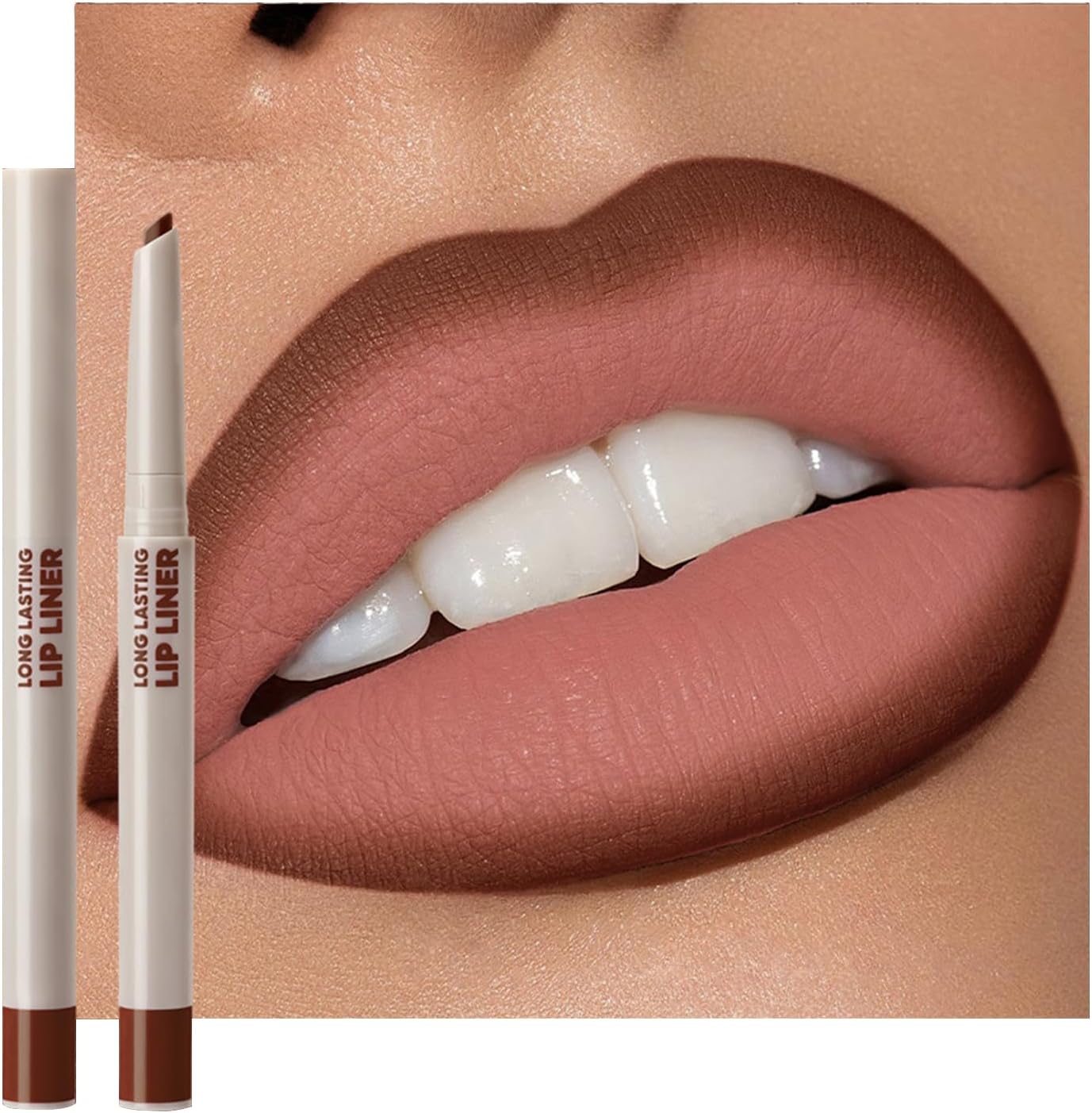 Erinde Lápis de batom de longa duração, lápis lipliner fosco 2 em 1 para esculpir e preencher, delineador labial cremoso à prova d'água de cor rica, maquiagem de contorno labial, vegano e sem