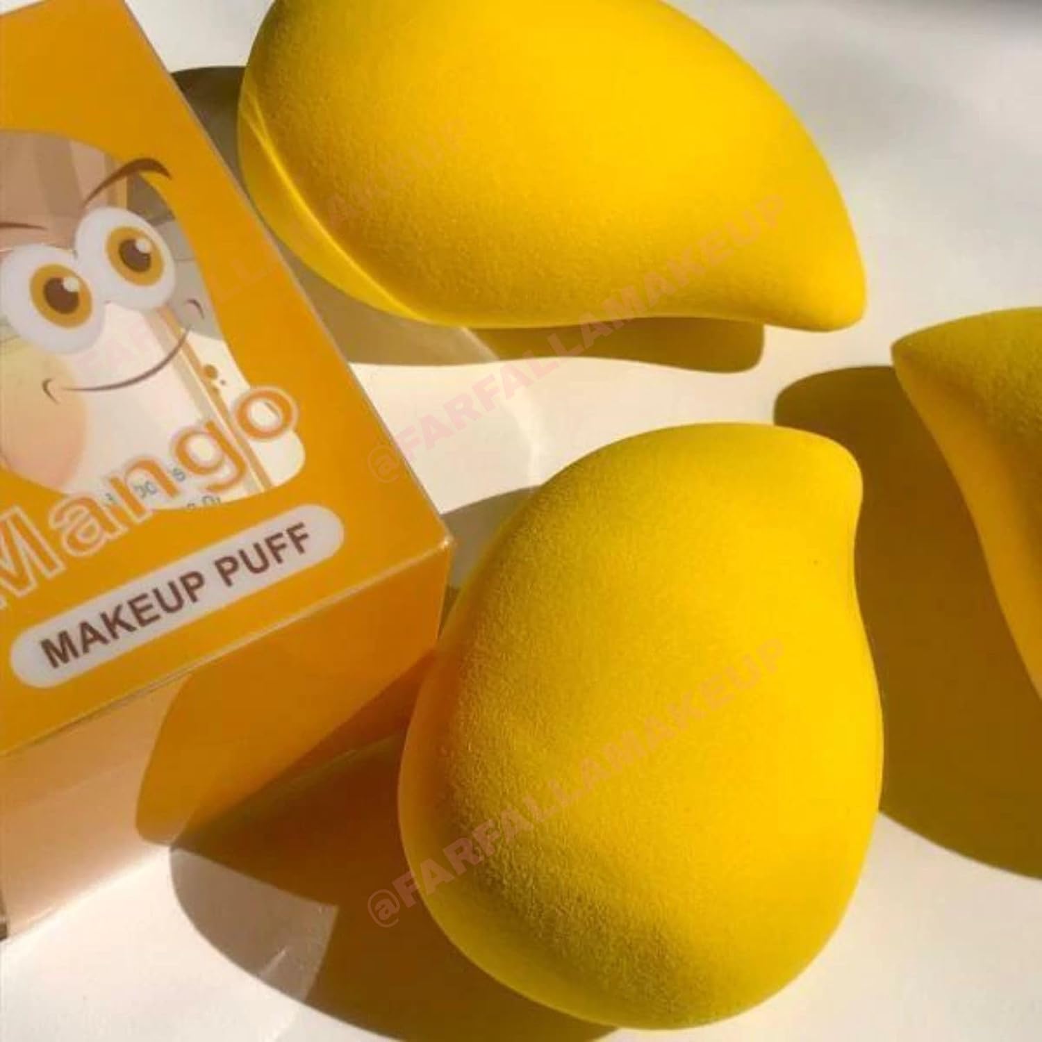 2 UNIDADES Esponja de Maquiagem em Formato de Gota, mango, manga, Amarelo, para Aplicação de Base - Imagem 5