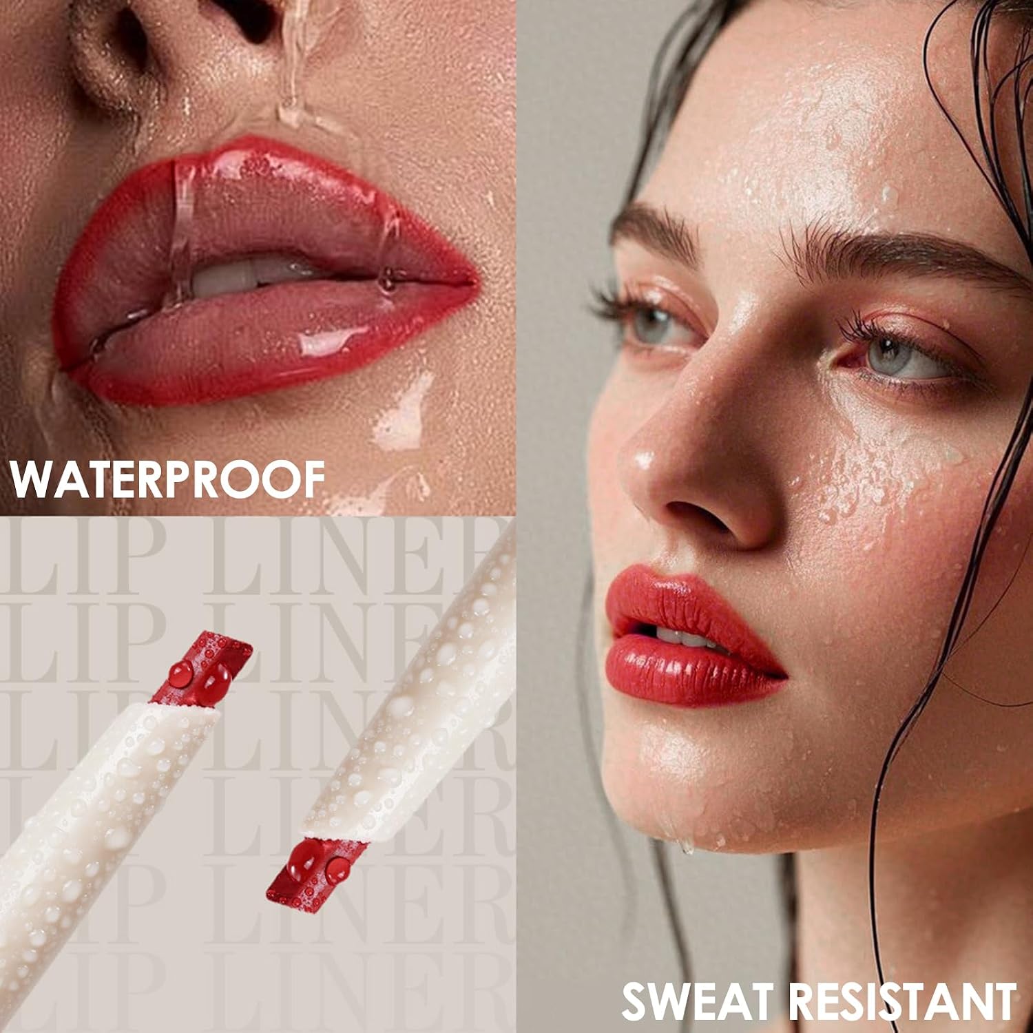 Erinde Lápis de batom de longa duração, lápis lipliner fosco 2 em 1 para esculpir e preencher, delineador labial cremoso à prova d'água de cor rica, maquiagem de contorno labial, vegano e sem - Imagem 5