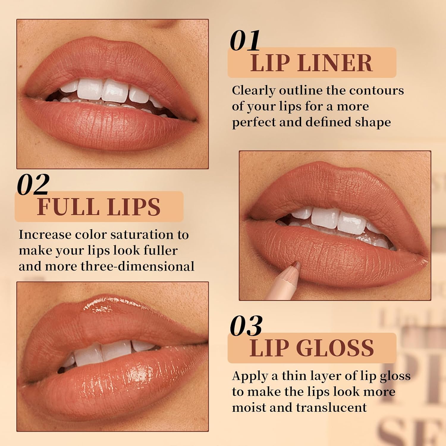 Conjunto de delineador labial de veludo fosco de 12 cores, lápis delineador labial altamente pigmentado, impermeável, sem manchas, lápis lipliners marrom natural nude de longa duração - Imagem 4