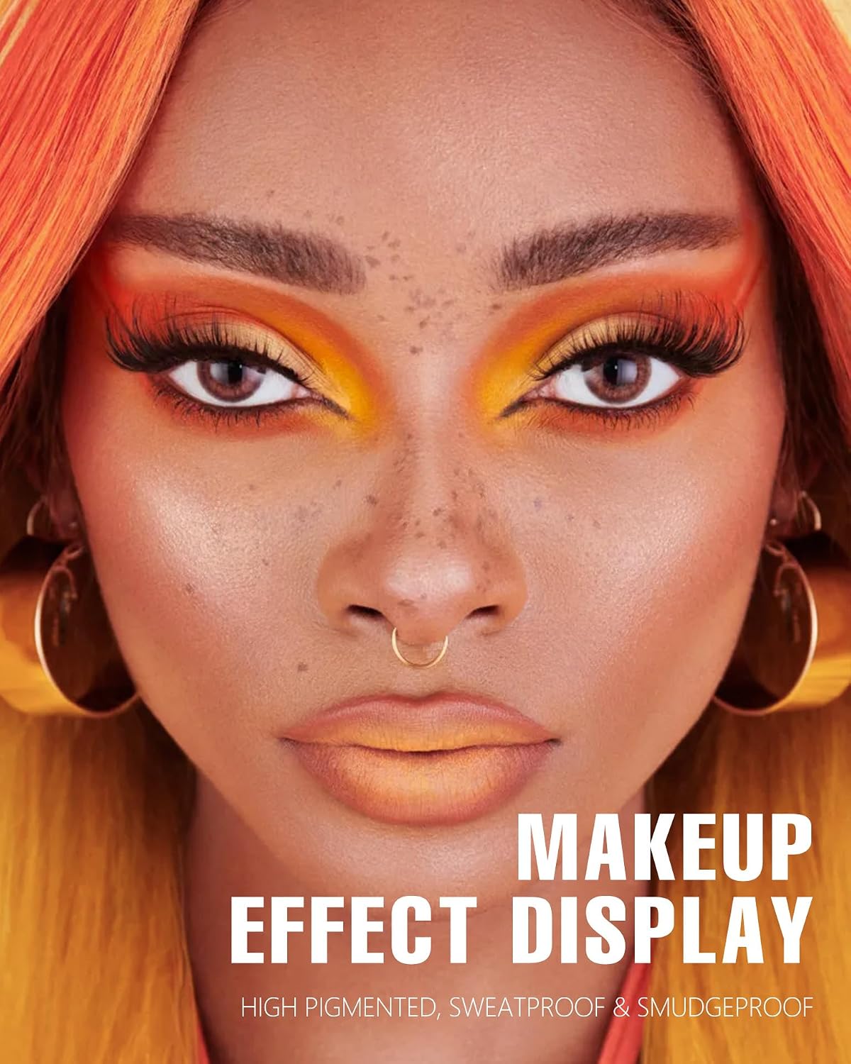 Matte Eyeshadow Palette 9 Colors,Orange Glitter Shimmer Naked Smokey Eye Shadow Blendable Long Lasting High Pigmented Powder Colorful Waterproof Makeup Palettes (#4 Orange) - Imagem 3