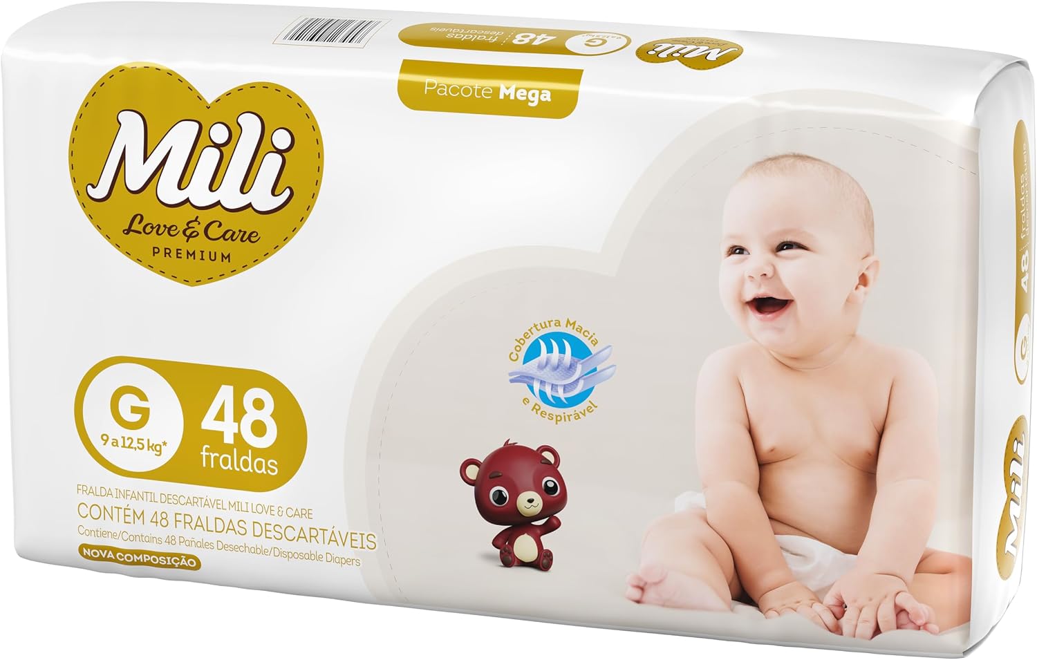 Mili Fralda Infantil Love & Care Tamanho G, Alta Absorção, Ajuste Confortável, 48 Unidades - Imagem 2