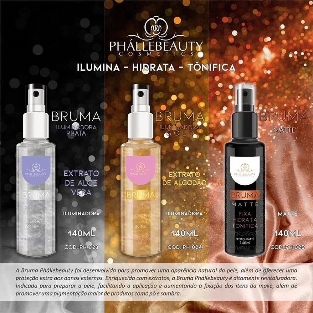 Phállebeauty - Bruma Iluminadora Gold Fixador de Maquiagem 140ml - Imagem 3