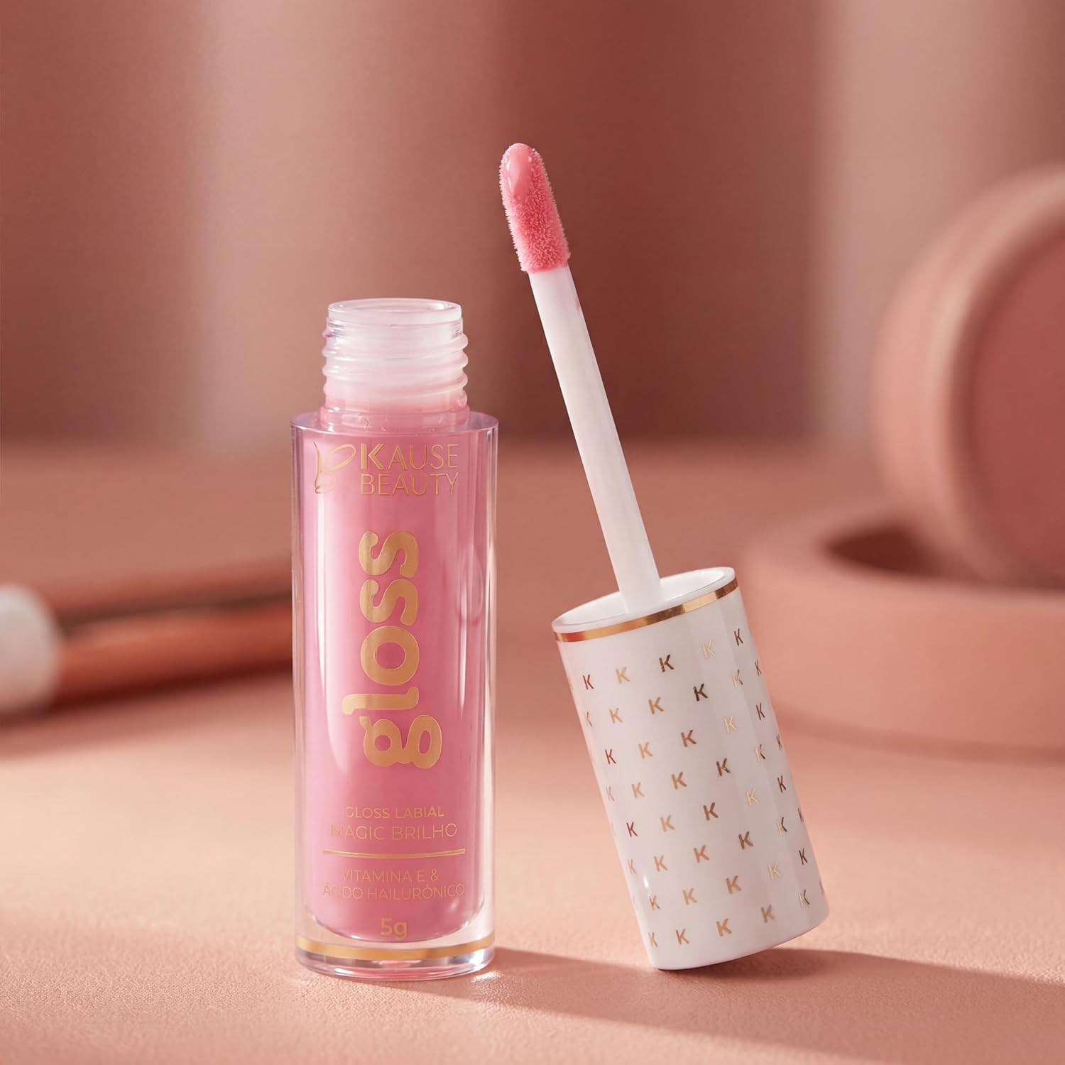 Gloss Labial Cristal Clear Kause Be | Brilho Natural com Ácido Hialurônico e Vitamina E | Hidratante, Textura Confortável e Não Pegajosa | Pode Usar Sozinho ou Sobre Batom (Rose Gold) - Imagem 2