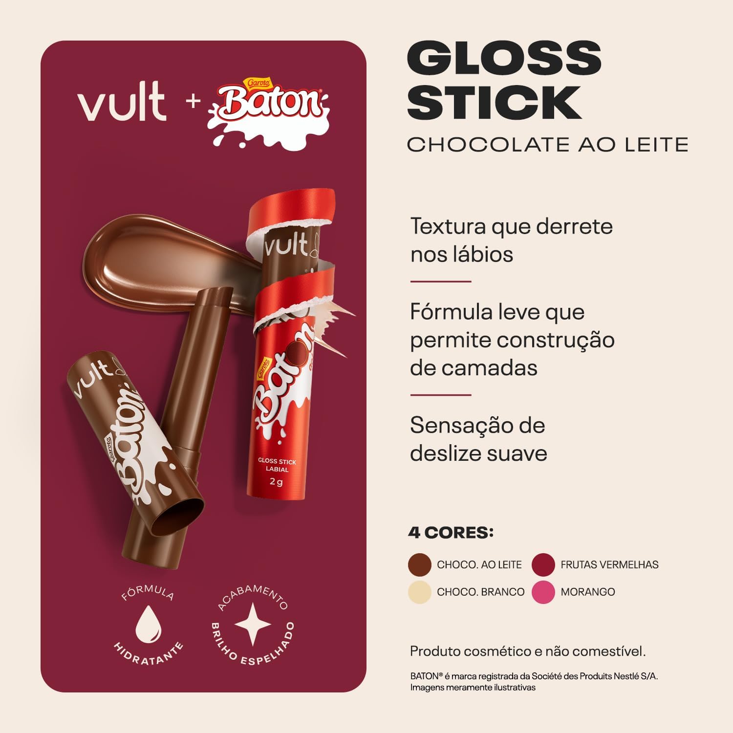 Vult e Baton Gloss Stick Rosa 2g - Imagem 2
