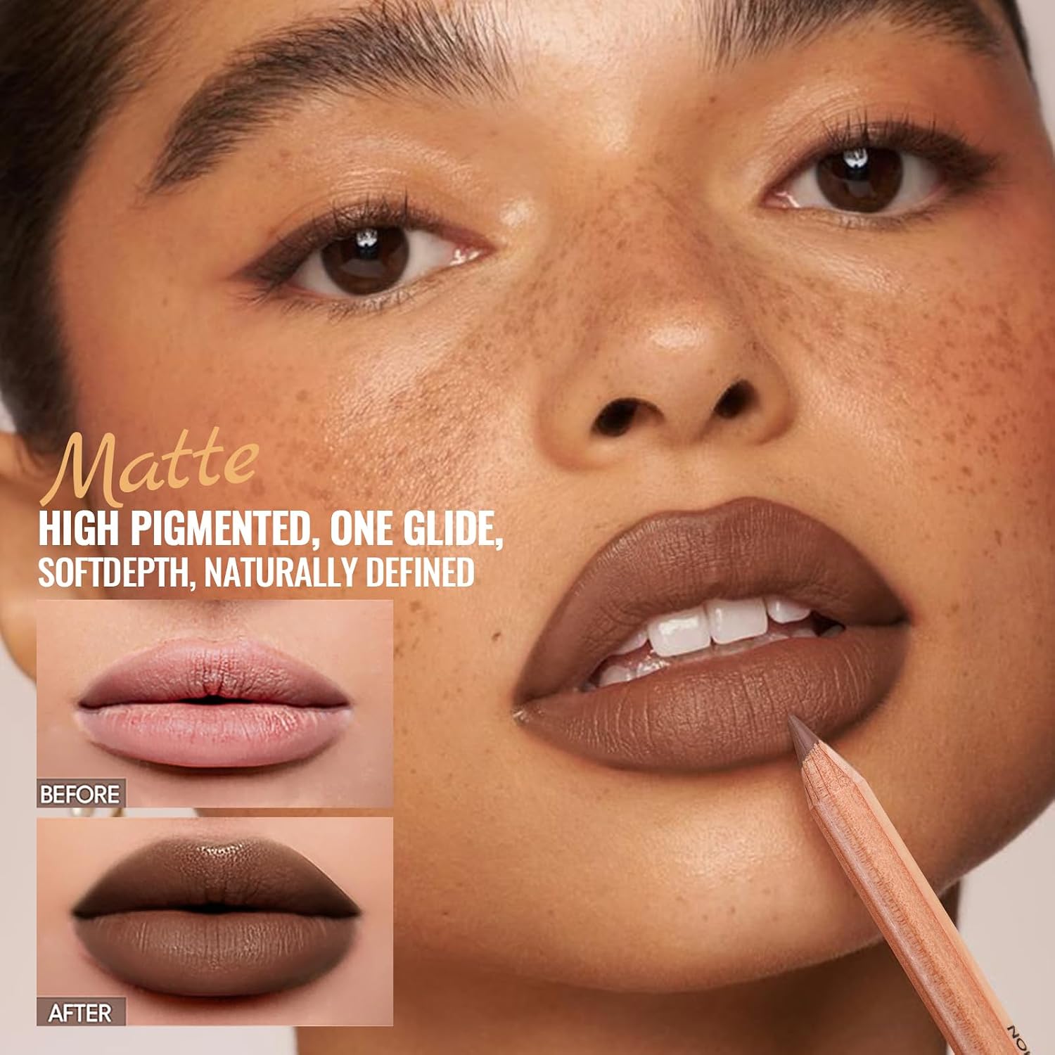 Pudaier Conjunto de delineador labial fosco para mulheres, maquiagem labial de longa duração, kit de delineador labial suave com 6 cores, lápis delineador labial à prova d'água para definir e - Imagem 2