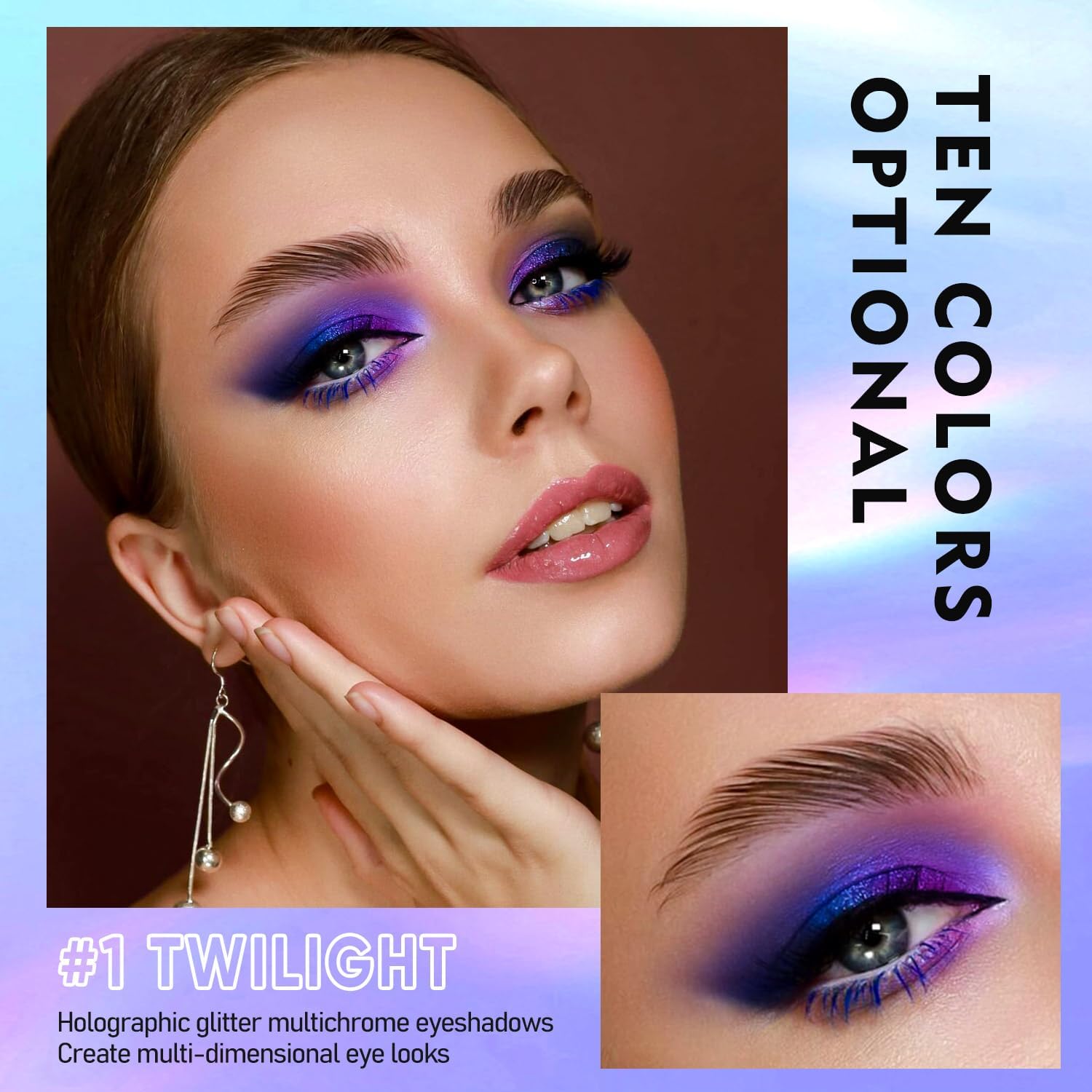 MAKI YIKA Liquid Glitter Eyeshadow, 3 Colors Chameleon Eyeshadow Color Shifting, Multichrome Eye Shadow High Pigmented, Long Lasting and Smudge Proof (#1+#3+#6) - Imagem 2