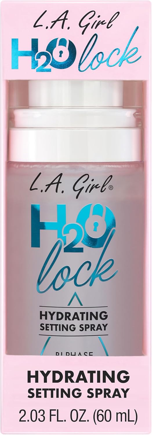 L.A. Girl Spray H2O Lock Setting Spray, hidratante bifásico para maquiagem com Aloe Vera, vitamina E, extrato de pepino, acabamento orvalhado, longa duração G97882 - Imagem 3