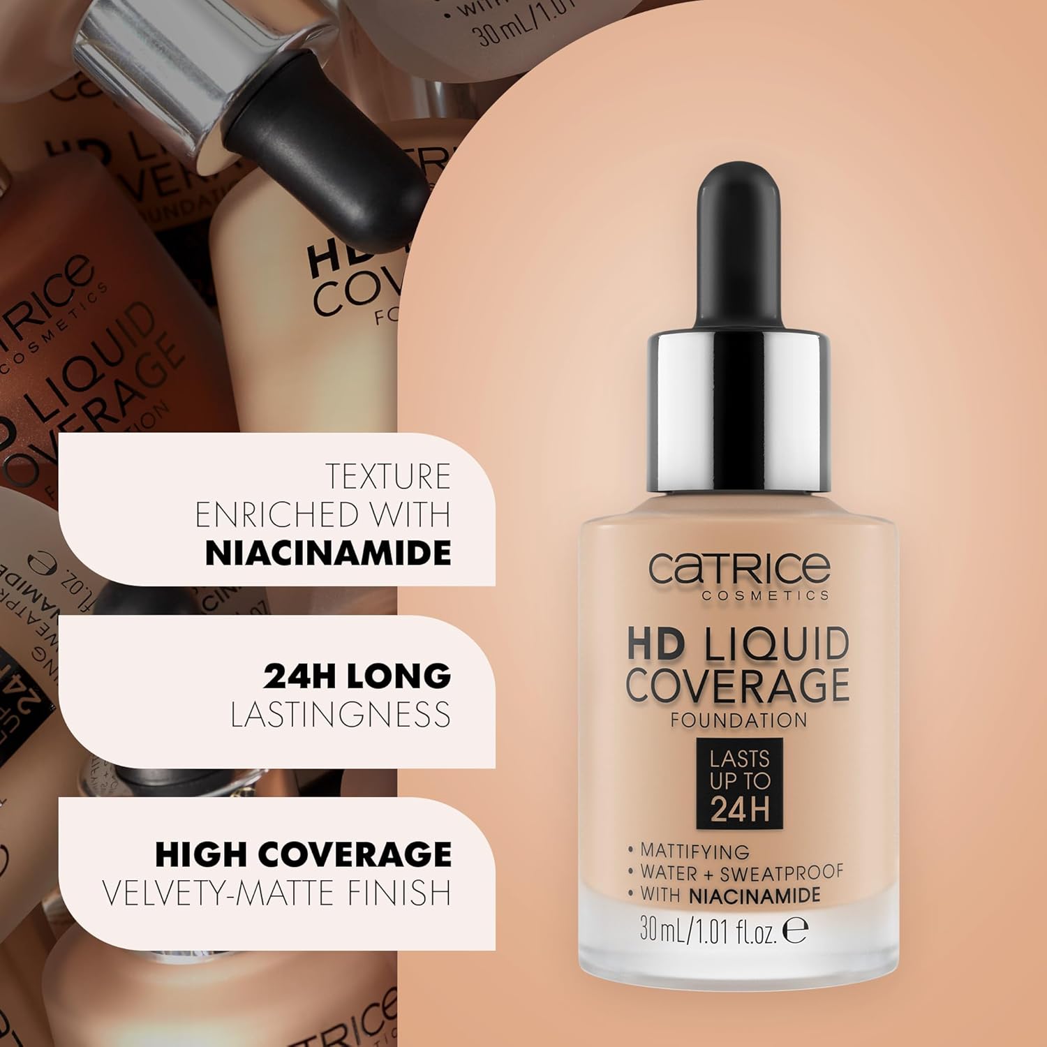 Base Líquida Catrice HD Liquid Coverage Foundation cor 020 Rose Beige - Imagem 3