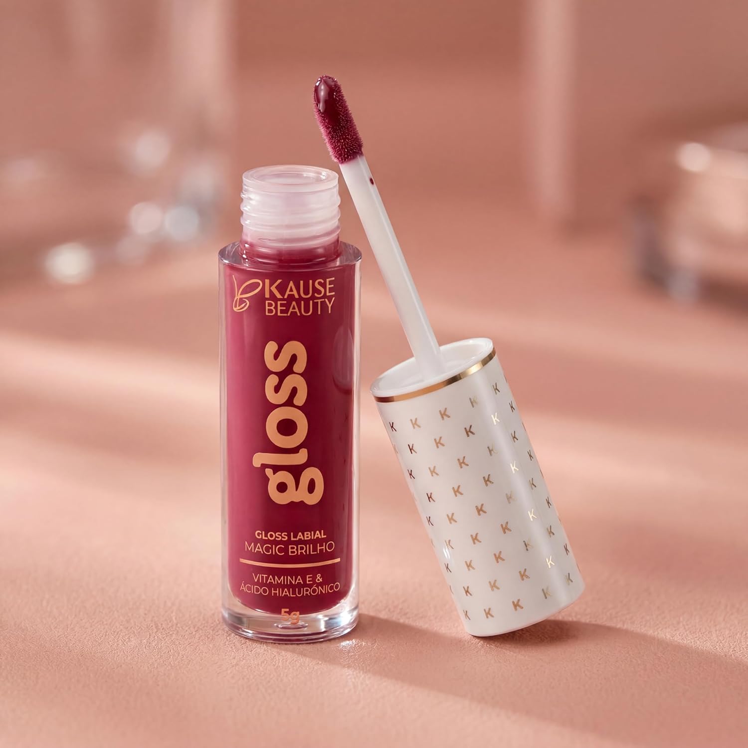Gloss Labial Cristal Clear Kause Be | Brilho Natural com Ácido Hialurônico e Vitamina E | Hidratante, Textura Confortável e Não Pegajosa | Pode Usar Sozinho ou Sobre Batom (Malbec Glow) - Imagem 2