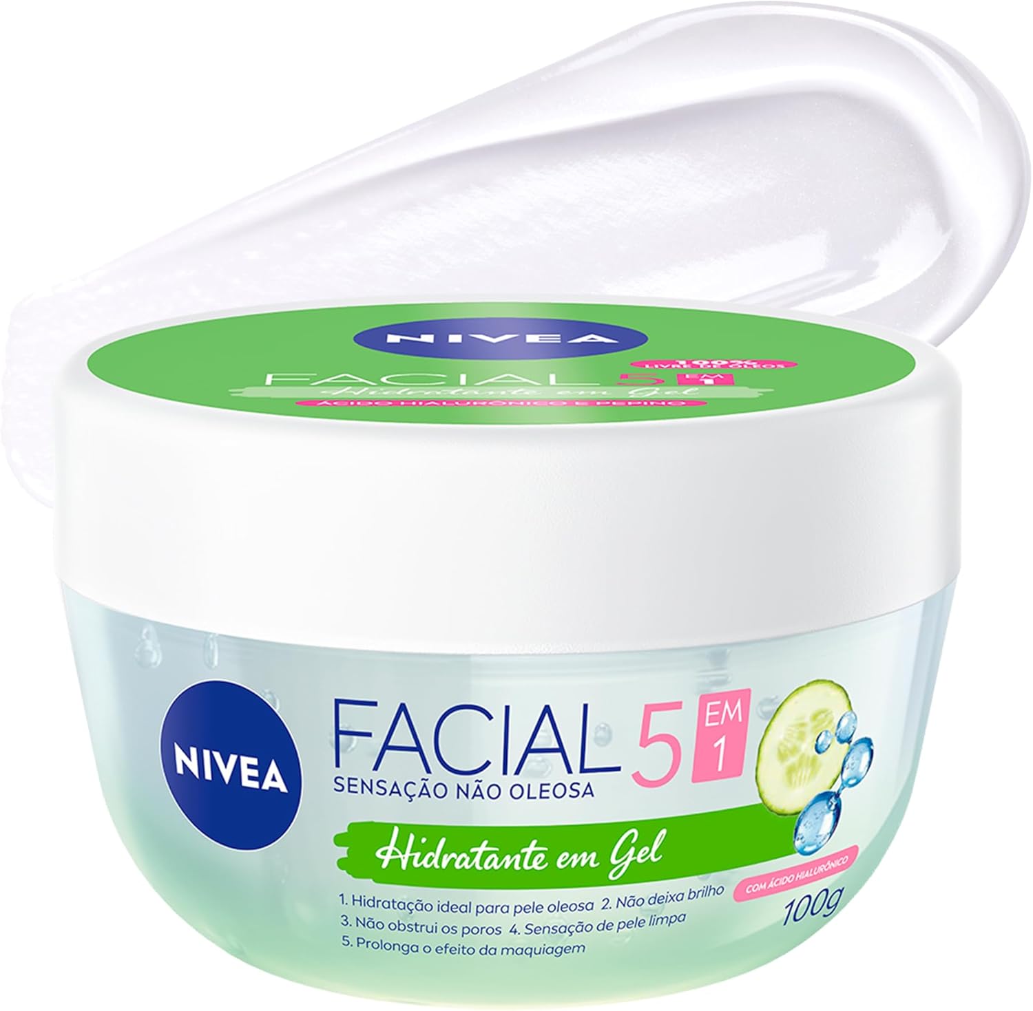 NIVEA Hidratante Facial em Gel Ultraleve 7 em 1 100g, Hidratação Intensa 48h, Prepara para Maquiagem, Sensação Refrescante, Cuidado Facial