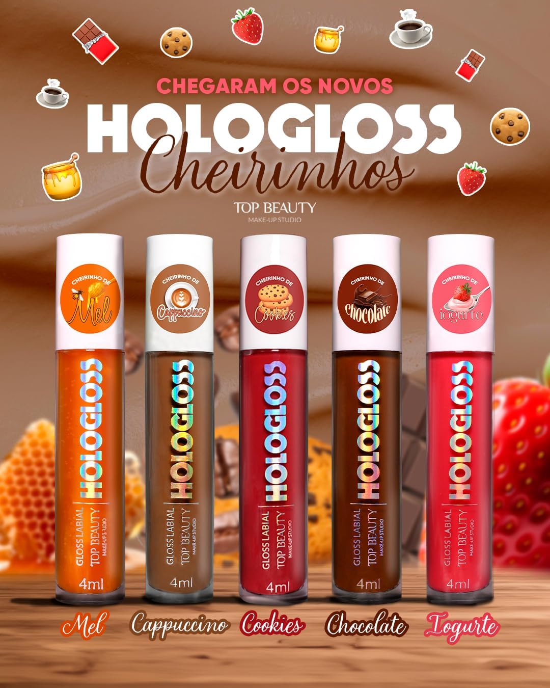 Gloss Labial Hologloss Chocolate, Cor 17- Top Beauty - Imagem 6