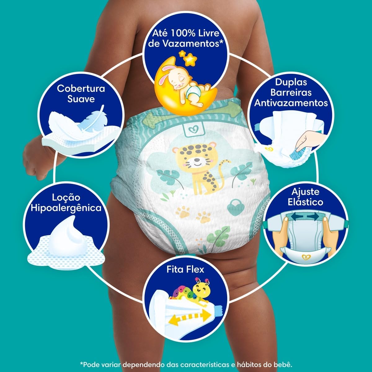 Fralda Pampers Confort Sec Tamanho M 44 Unidades | Descartável super seca - Imagem 2