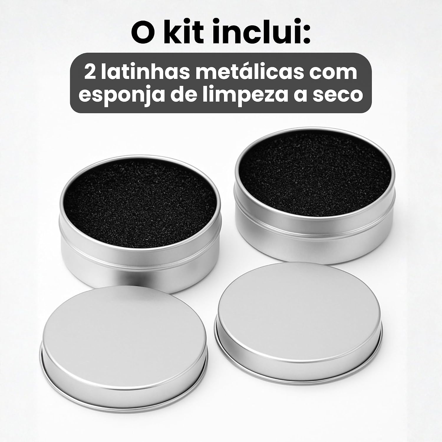 Kit 2 Esponjas de Limpeza a Seco para Pincéis de Maquiagem em Lata Metálica – Remove Cor Instantaneamente, Ideal para Sombra, Blush e Olhos, Portátil e Reutilizável - Imagem 8