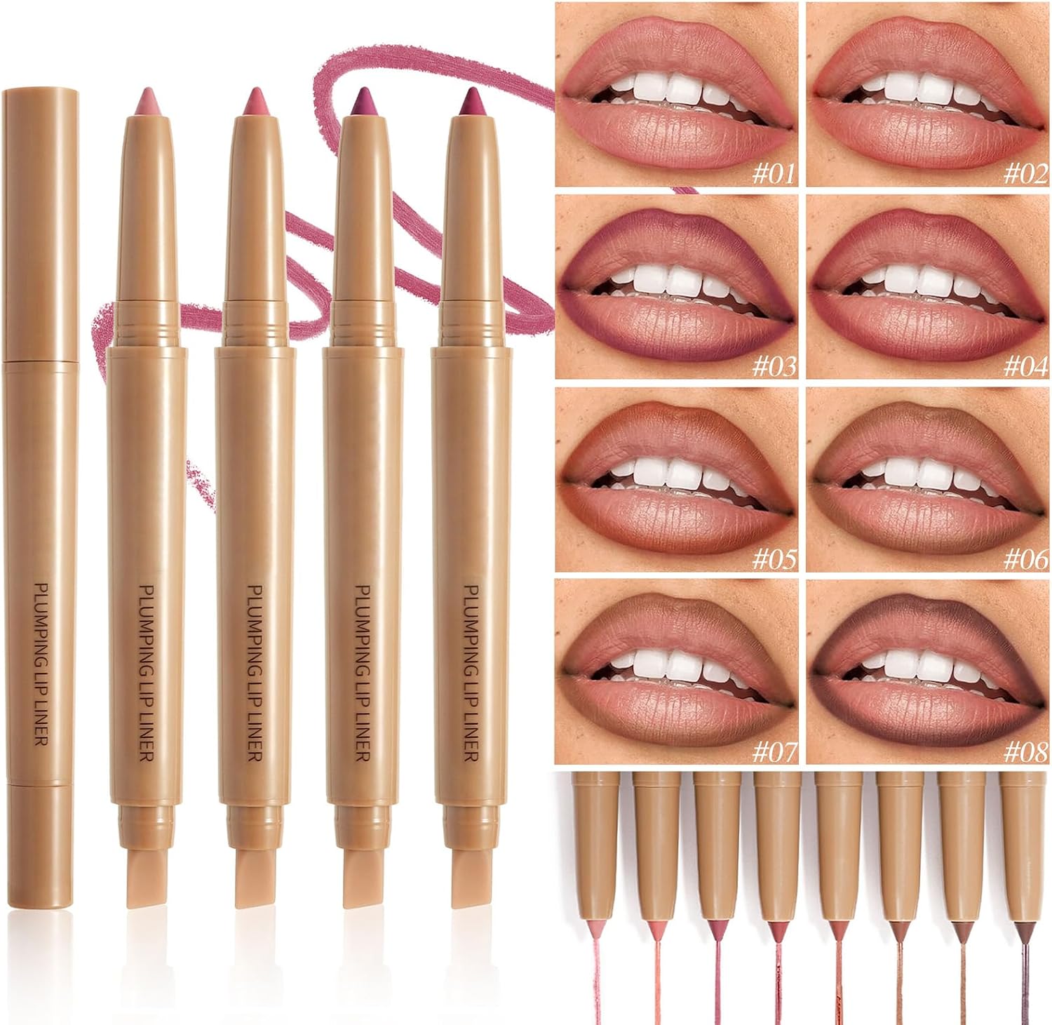 Lápis delineador labial batom fosco com borrão (01 rosa salmão) - Imagem 2