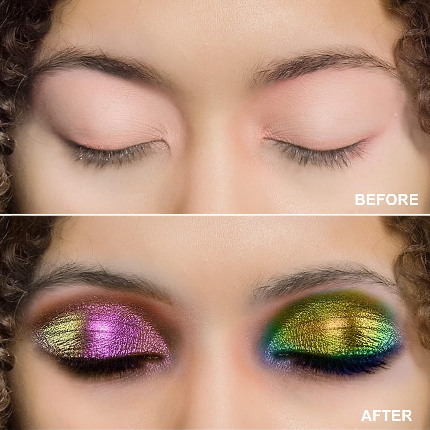 MAKI YIKA Liquid Eyeshadow, Chameleon Metallic Eyeshadow Color Shifting, Highly Pigmented, Long Lasting With No Creasing Multichrome Glitter Eye Looks (#3 Dawn) - Imagem 8