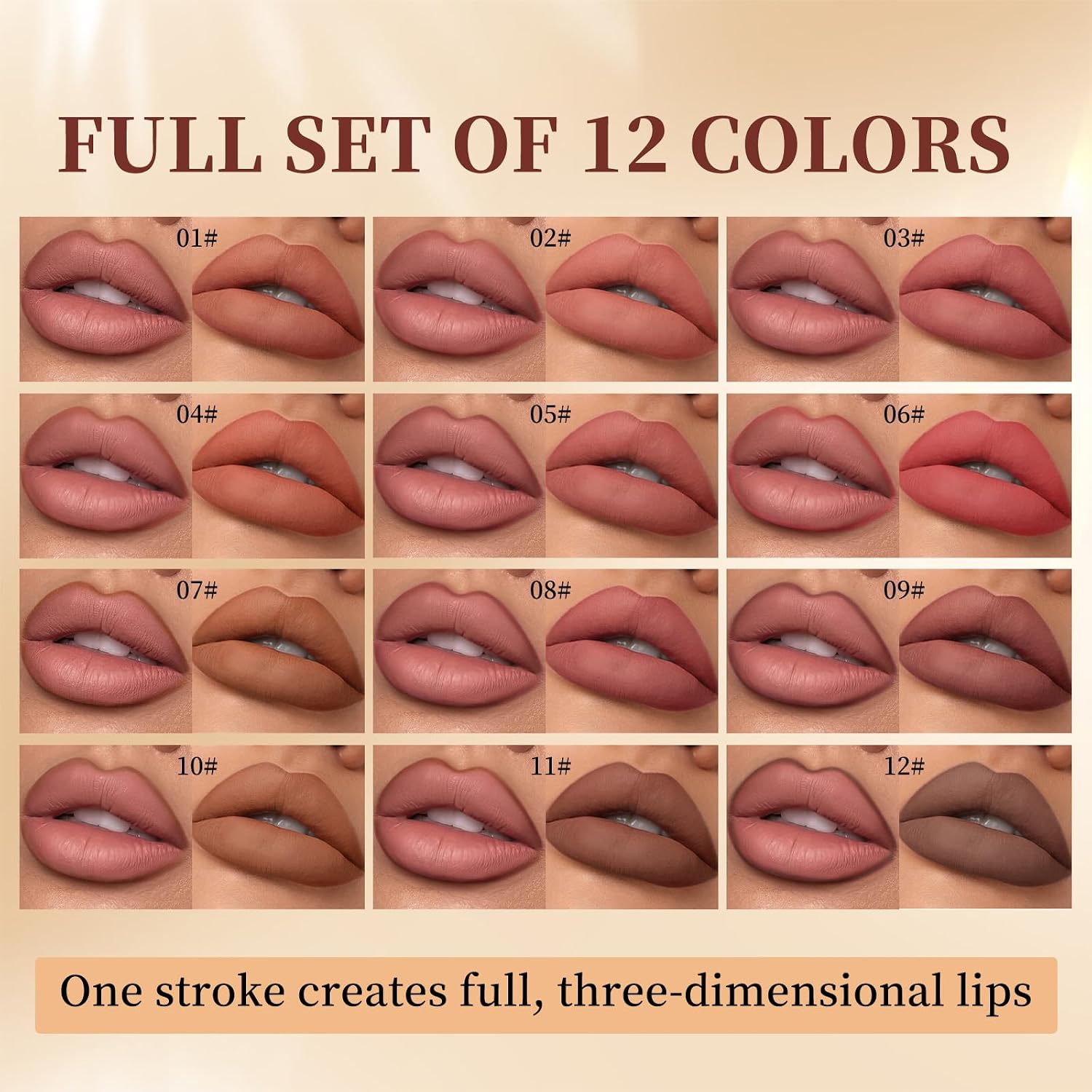 Conjunto de delineador labial de veludo fosco de 12 cores, lápis delineador labial altamente pigmentado, impermeável, sem manchas, lápis lipliners marrom natural nude de longa duração - Imagem 6