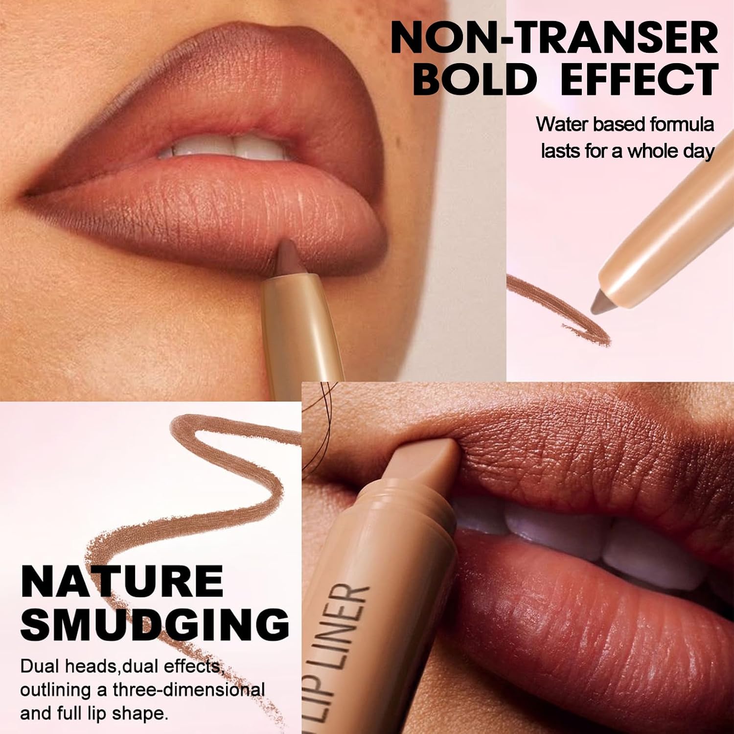 Lápis delineador labial batom fosco com borrão (01 rosa salmão) - Imagem 4