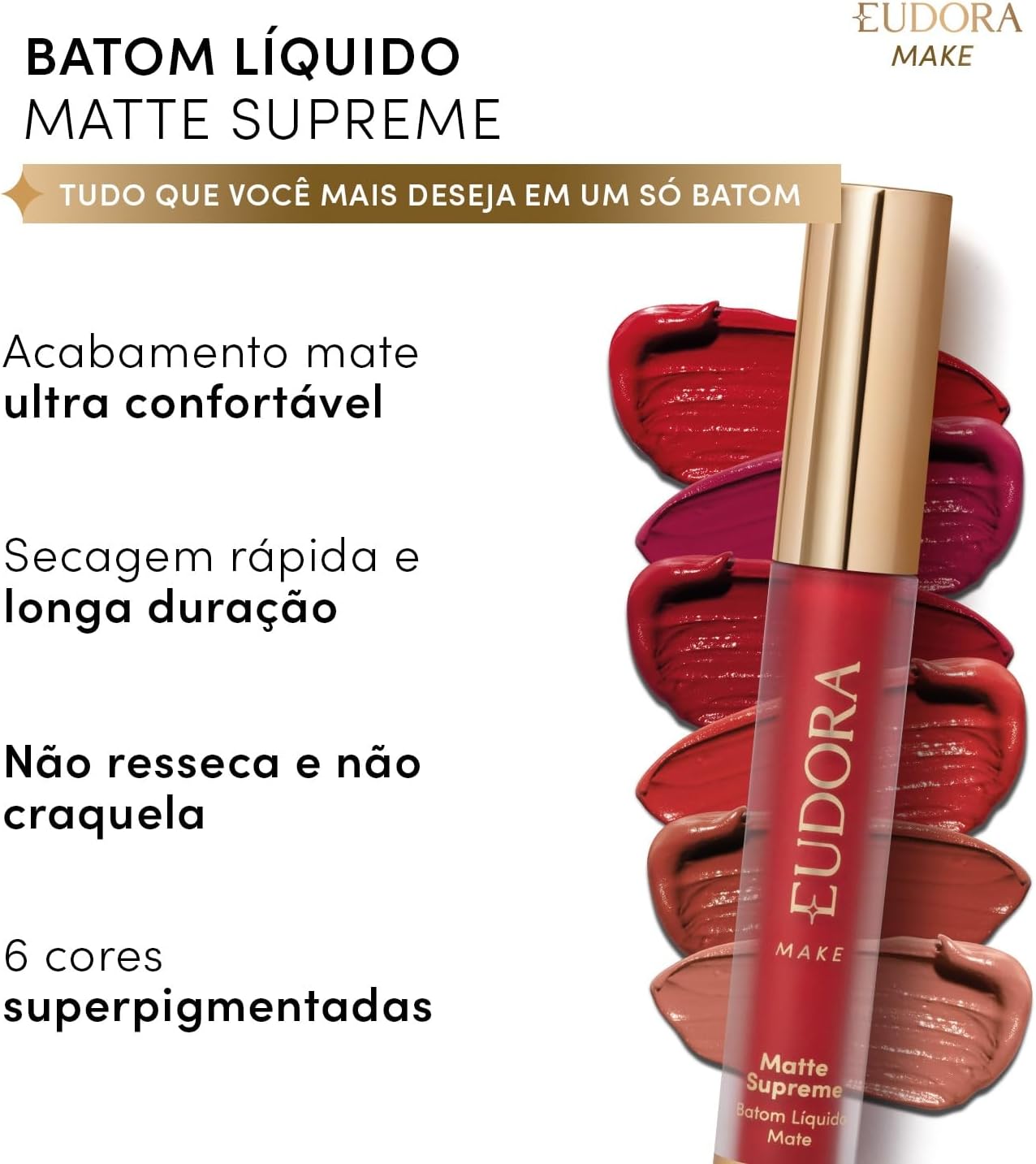 Eudora Batom Líquido Matte Supreme Marrom Precioso 4,0ml - Imagem 2