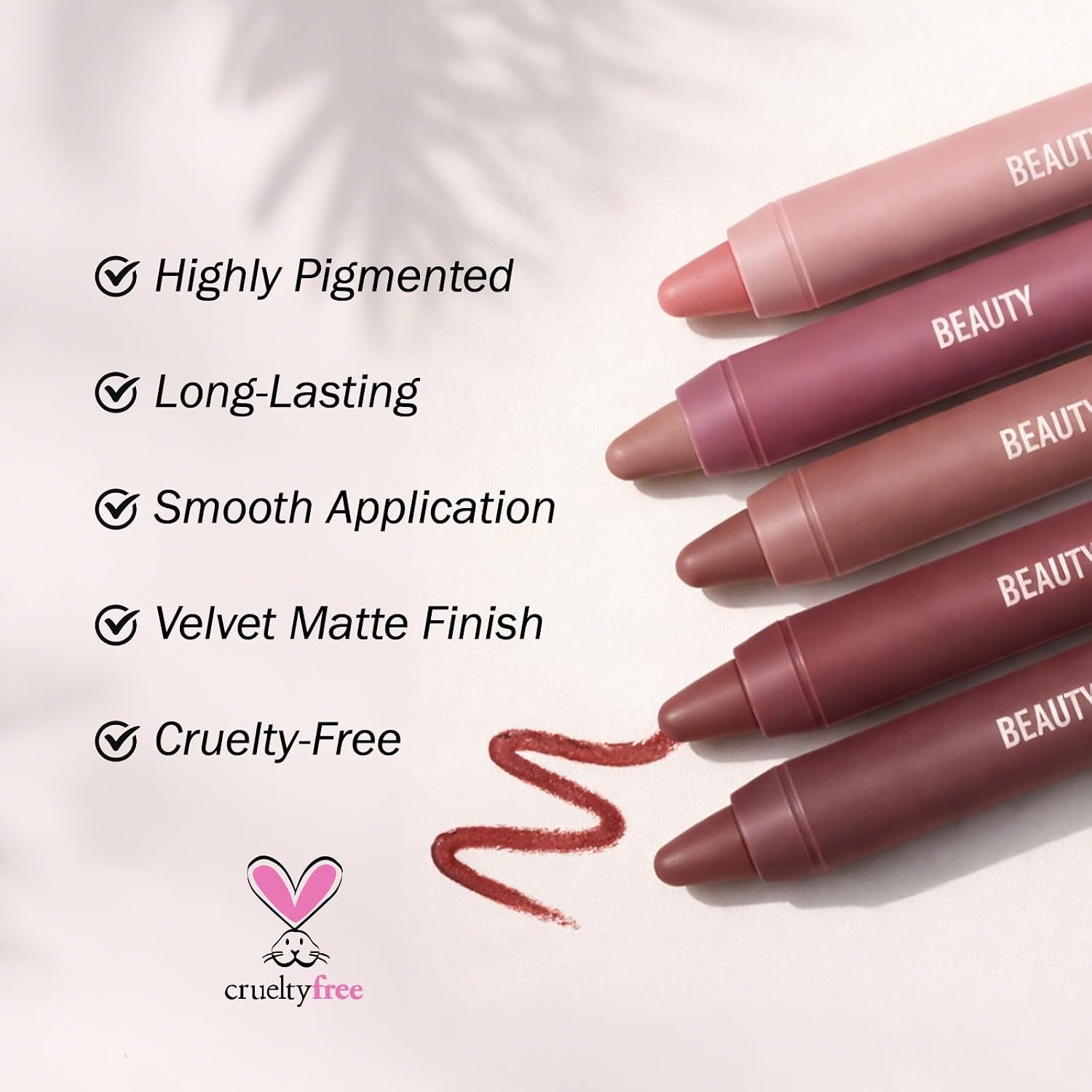 Erinde Delineador labial fosco para mulheres, lápis de delineador labial natural nude, batom neutro, liplinador, impermeável, à prova de manchas de longa duração, vegano e livre de crueldade, rosa - Imagem 5