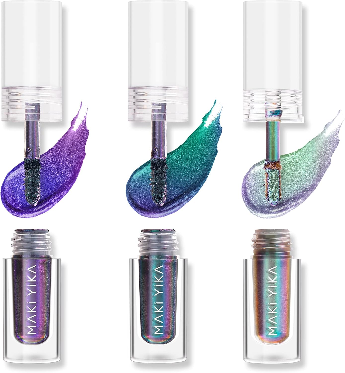 MAKI YIKA Liquid Glitter Eyeshadow, 3 Colors Chameleon Eyeshadow Color Shifting, Multichrome Eye Shadow High Pigmented, Long Lasting and Smudge Proof (#1+#3+#6)