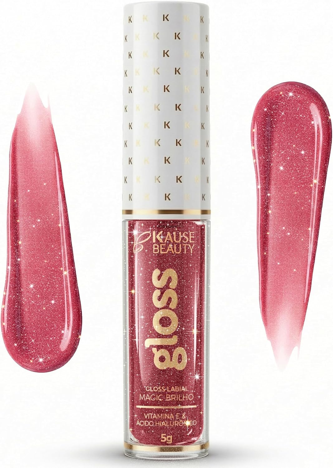 Gloss Labial Cristal Clear Kause Be | Brilho Natural com Ácido Hialurônico e Vitamina E | Hidratante, Textura Confortável e Não Pegajosa | Pode Usar Sozinho ou Sobre Batom (Malbec Glow)