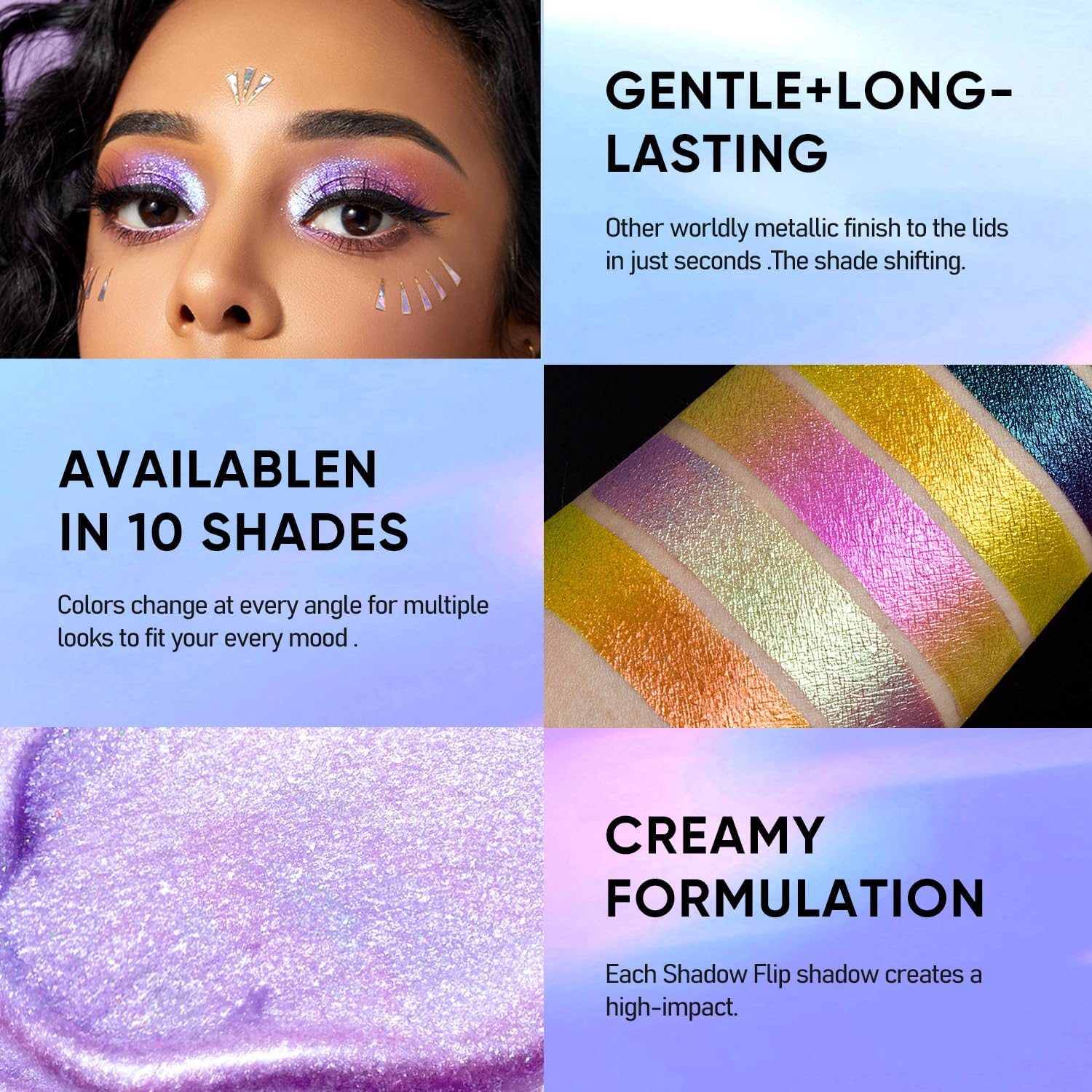MAKI YIKA Liquid Glitter Eyeshadow, 3 Colors Chameleon Eyeshadow Color Shifting, Multichrome Eye Shadow High Pigmented, Long Lasting and Smudge Proof (#1+#3+#6) - Imagem 5