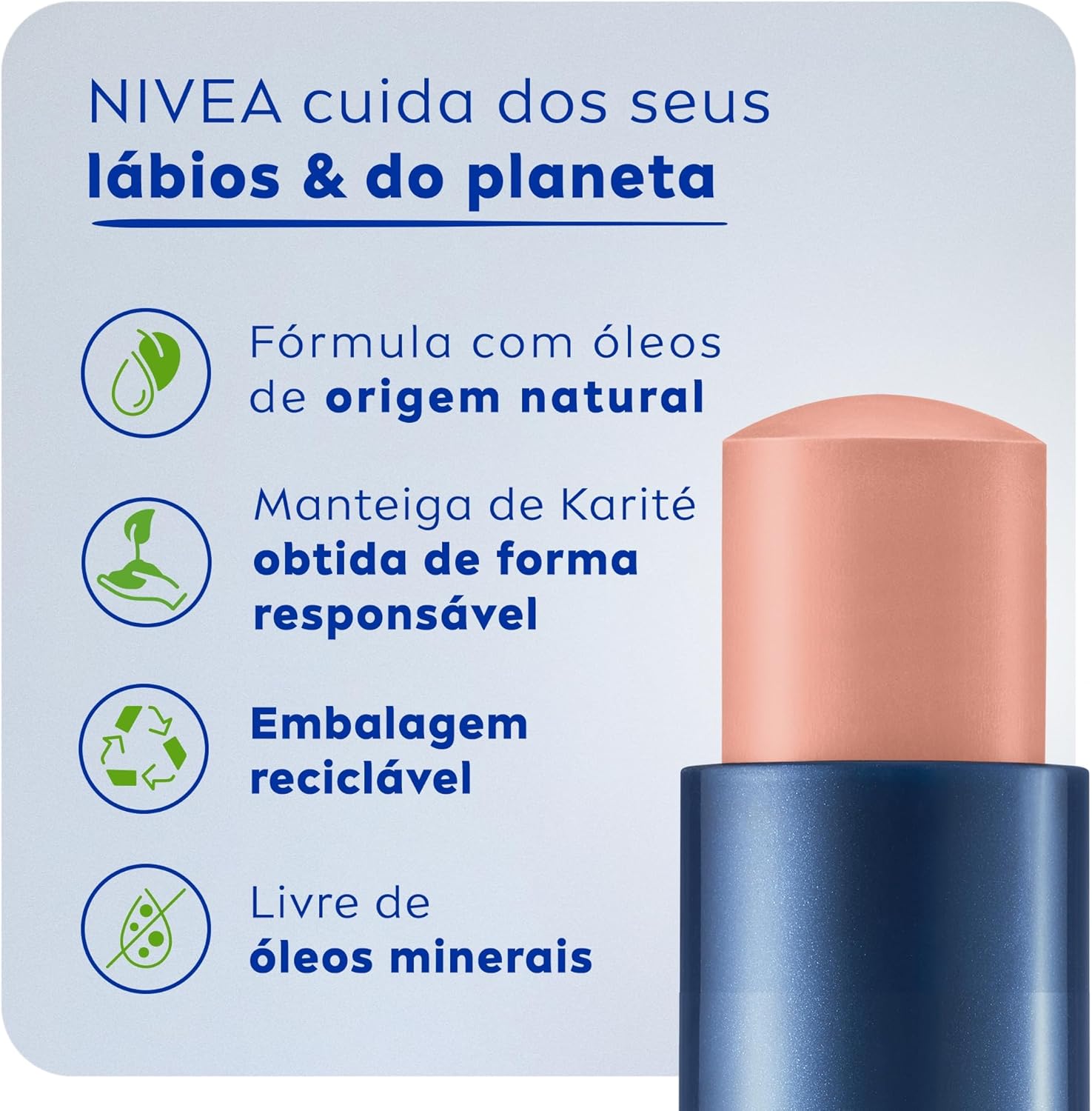 NIVEA Hidratante Labial Hidra Color 2 em 1 Nude 4,8g - Combina cor suave e hidratação enriquecida com Manteiga de Karité, Óleo de Amêndoas orgânico e Vitamina E, que protegem os lábios - Imagem 5