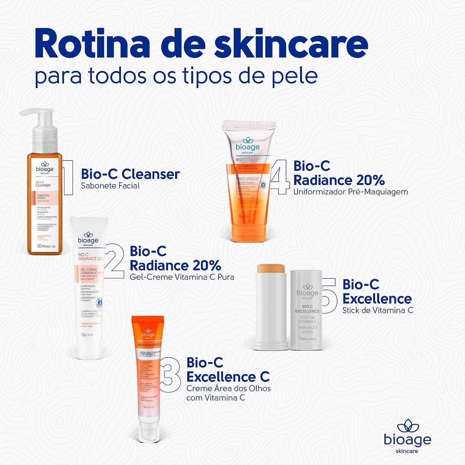 Bioage Bio-C Primer Facial Uniformizador 30g - Primer Pré-Maquiagem Efeito Matte Desmaquilante Fixador com Vitamina C Escudo Antipoluição - Imagem 5