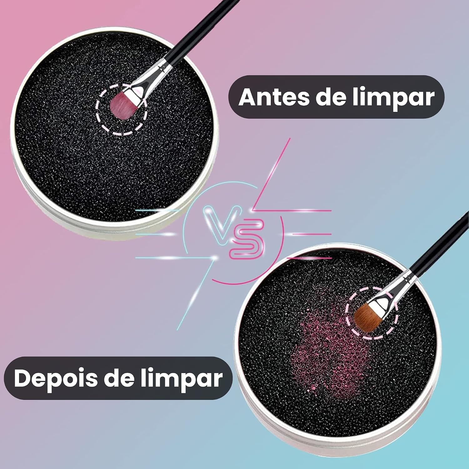 Kit 2 Esponjas de Limpeza a Seco para Pincéis de Maquiagem em Lata Metálica – Remove Cor Instantaneamente, Ideal para Sombra, Blush e Olhos, Portátil e Reutilizável - Imagem 6