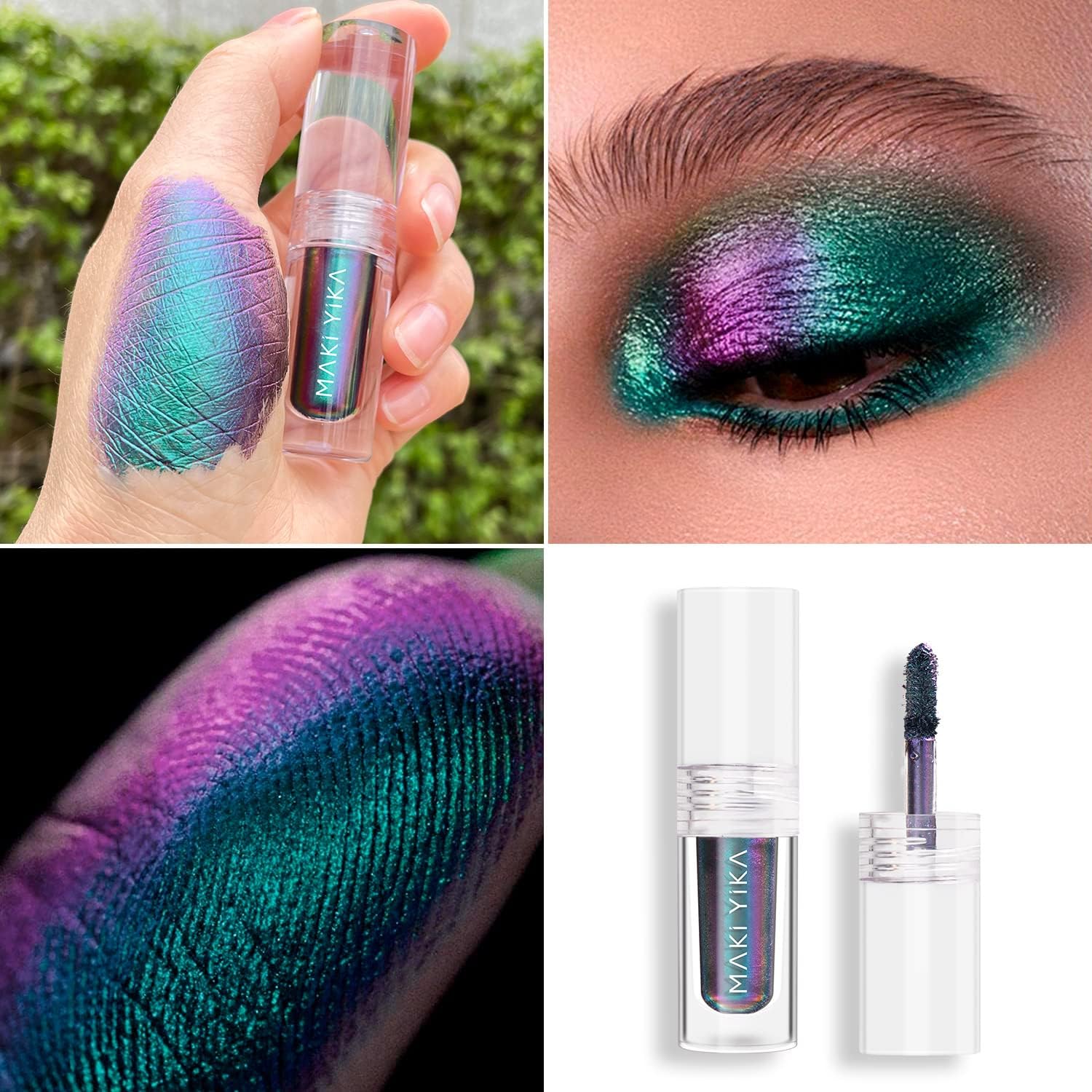 MAKI YIKA Liquid Eyeshadow, Chameleon Metallic Eyeshadow Color Shifting, Highly Pigmented, Long Lasting With No Creasing Multichrome Glitter Eye Looks (#3 Dawn) - Imagem 2