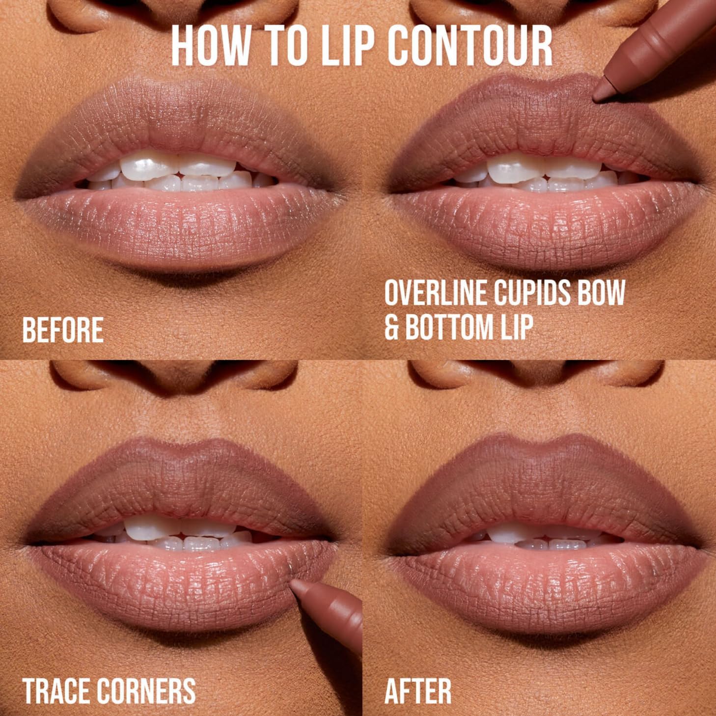 Huda Lip Contour Duo Rosa Blushed - 2 mini lápis labiais em rosa suave e marrom rosado - Imagem 6