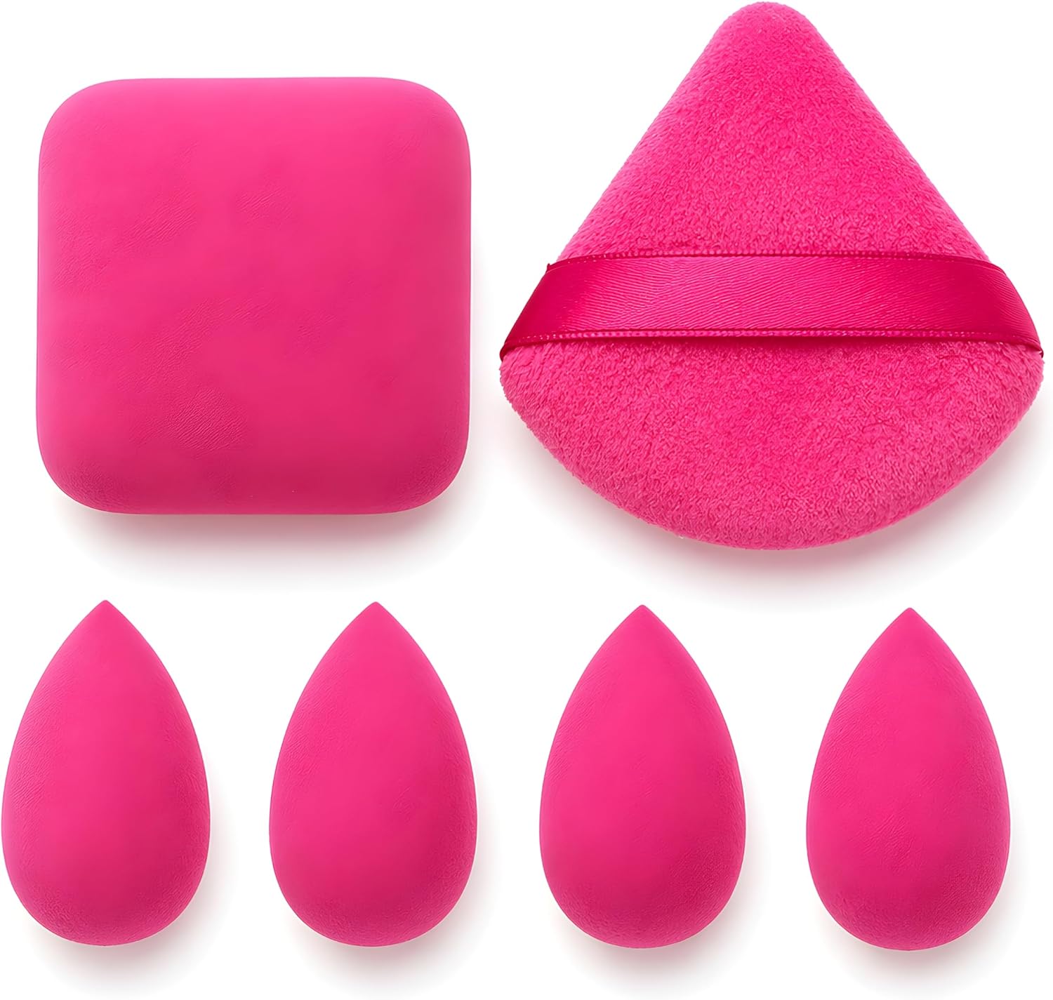 Kit 6 Esponjas de Maquiagem Beauty Blender Puff para Base Corretivo e Pó