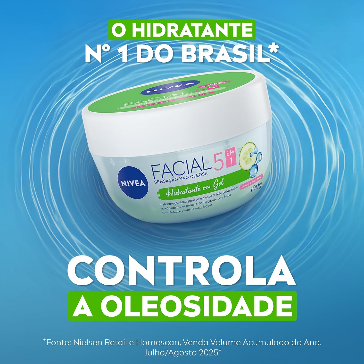 NIVEA Hidratante Facial em Gel Ultraleve 7 em 1 100g, Hidratação Intensa 48h, Prepara para Maquiagem, Sensação Refrescante, Cuidado Facial - Imagem 3