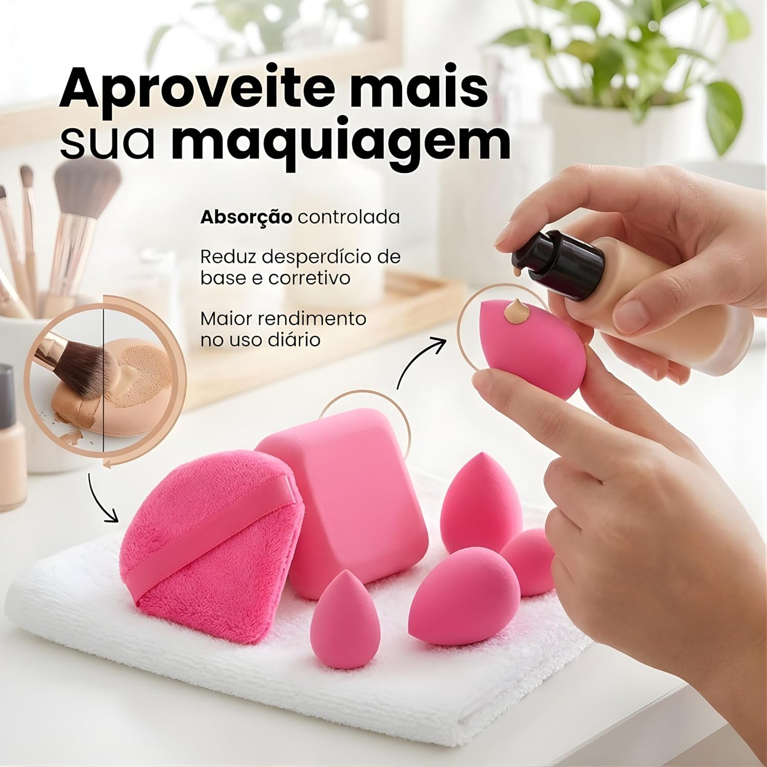 Kit 6 Esponjas de Maquiagem Beauty Blender Puff para Base Corretivo e Pó - Imagem 4