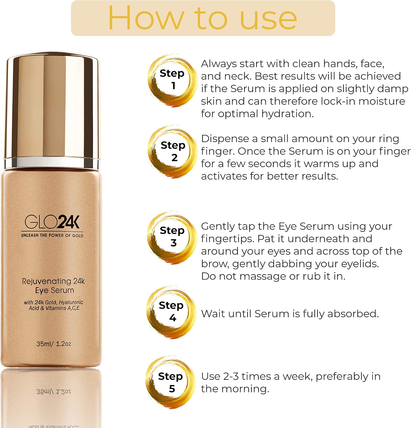 GLO24K Conclua Eye Care Set com nosso 24k instantâneo Facelift Cream, Creme para os olhos, e Eye Serum. - Imagem 6
