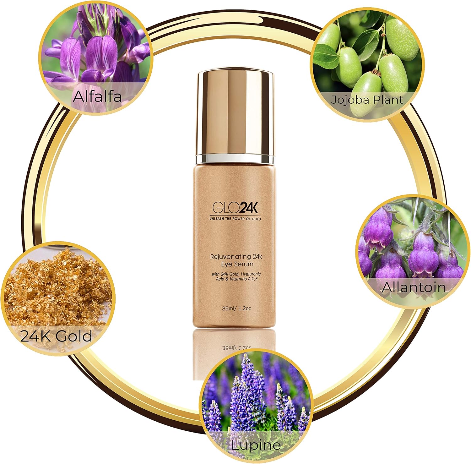 GLO24K Conclua Eye Care Set com nosso 24k instantâneo Facelift Cream, Creme para os olhos, e Eye Serum. - Imagem 3