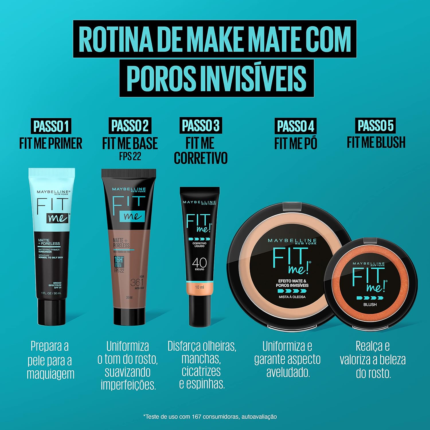 Base Líquida Maybelline NY Fit Me Matte FPS 22 Cor 351 (Antiga N300), 30ml - Imagem 8