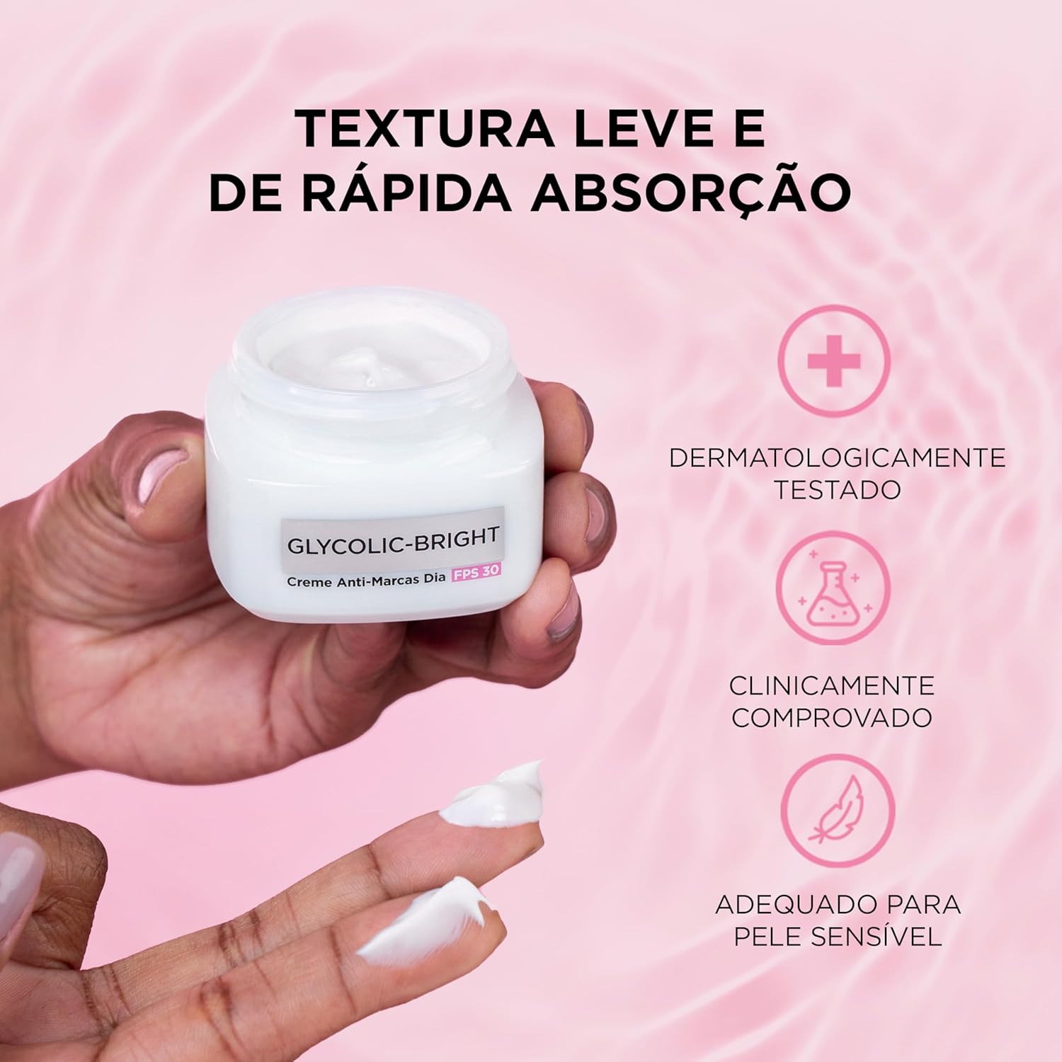 L'Oréal Paris Glycolic-Bright, Creme Anti-Marcas Dia FPS 30 com Ácido Glicólico e Niacinamida para Redução de Manchas e Uniformização da Pele, 49g - Imagem 4