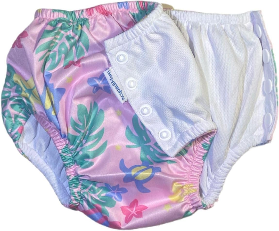 Acqua di Mare kit c/2 Biquini com Fralda Reutilizável de Piscina para Bebê Menina 6 a 24 meses (Flamingo e Tartarugas, 18 meses) - Imagem 4