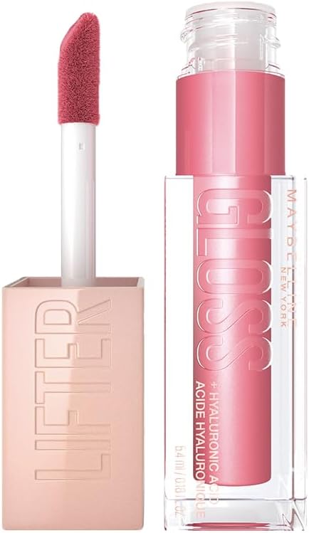 Maybelline NY Lip Lifter Gloss Brilho Labial com Ácido Hialurônico, Promove Lábios Volumosos, Hidratados e Cheios de Brilho, Aplicador XL para Make Glow, Cor Petal, 5.4ml