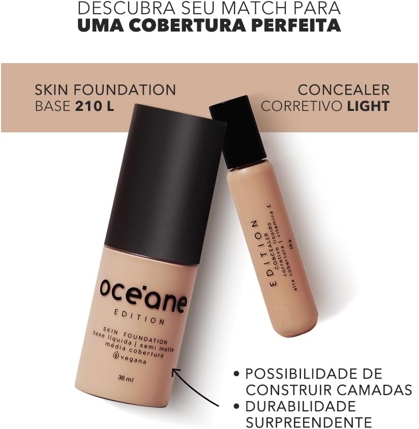 Océane-Base Líquida Clara Semi-Matte – Skin Foundation 210l Océane Edition 35ml - Imagem 4