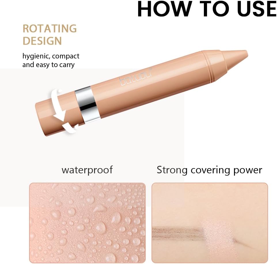 Lápis de cera corretivo, caneta corretiva de sombra clara para olheiras, manchas, marcas de acne, manchas e destaque de sobrancelhas, bastão cremoso para corretivo facial para mulheres - Imagem 7