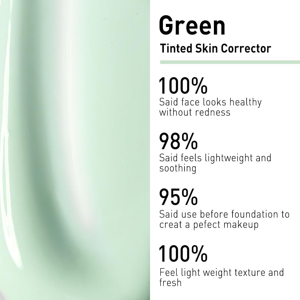 Catkin Primer De Maquiagem Facial Com Tonalidade Verde Catkin, Base Para Uniformizar O Tom Da Pele, Neutralizar A Vermelhidão Da Pele, Disfarçar Os Poros, Com Infusão De Ácido Hialurônico, Calmante - Imagem 2